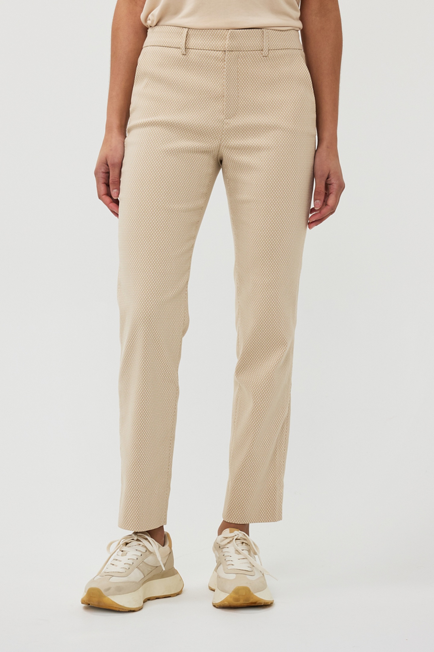 EsQualo Trousers Jacquard Square Sand Maat: 36 | Pantalons Outlet | Dames | Beige