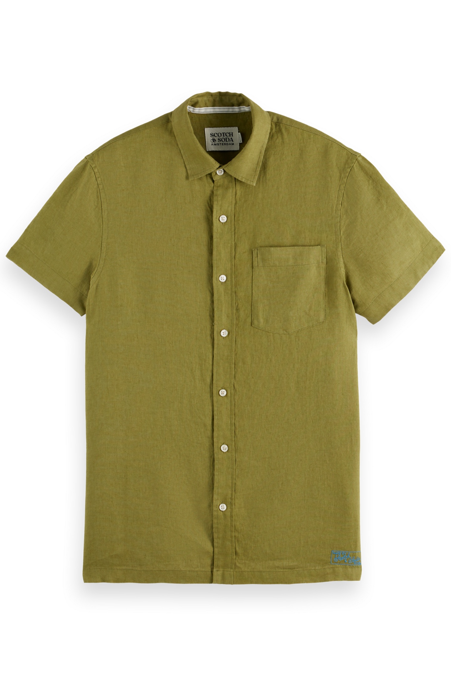 Scotch & Soda Core Seasonal - Regular-fit Short-sleeved Linen Shirt Calla  Taille: XXL | Casual chemises Outlet | Homme | Blanche