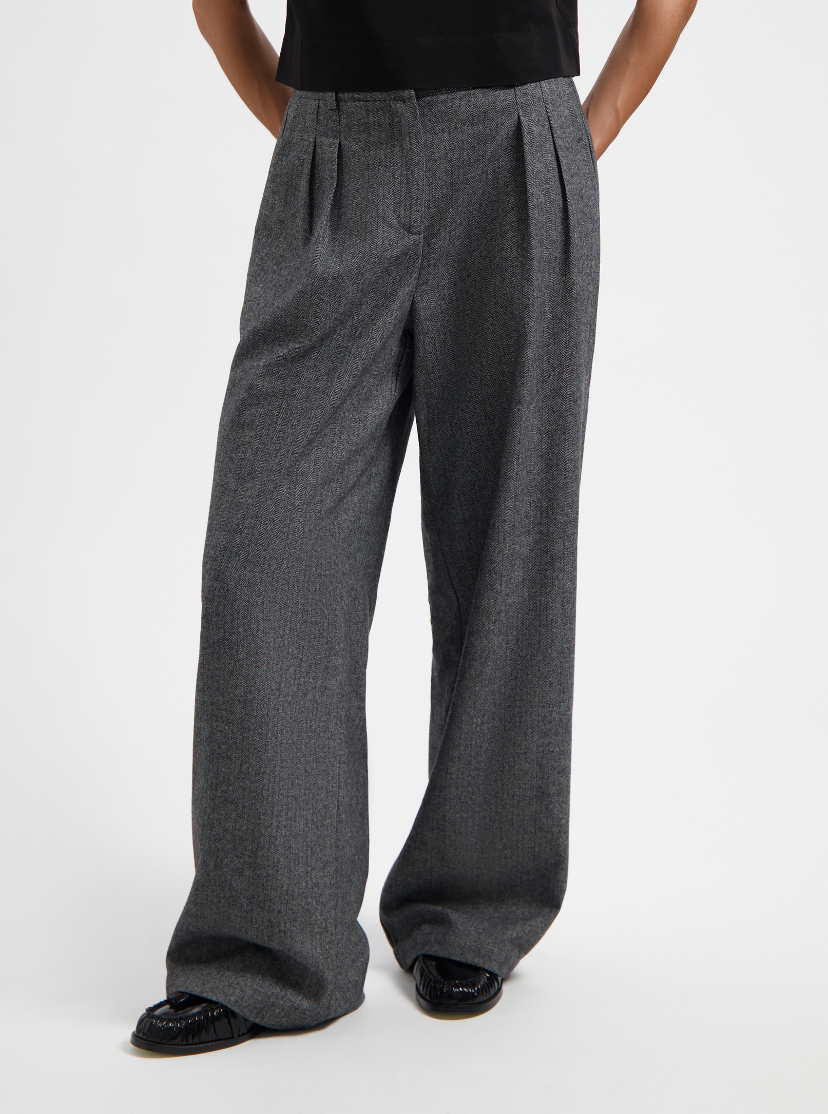 We Are Labels Nous Sommes Labels – Josie Herringbone Pants Grey Maat: M | Pantalons Outlet | Dames | Grijs