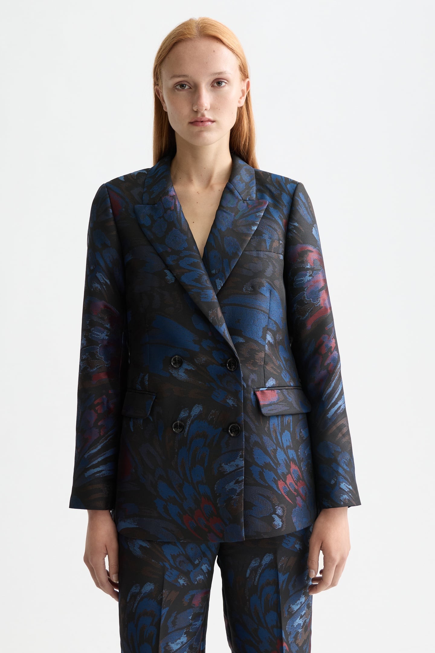 Scotch & Soda Double Breasted Jacquard Blazer Pheasant Maat: XS | Blazers Outlet | Dames | Blauw