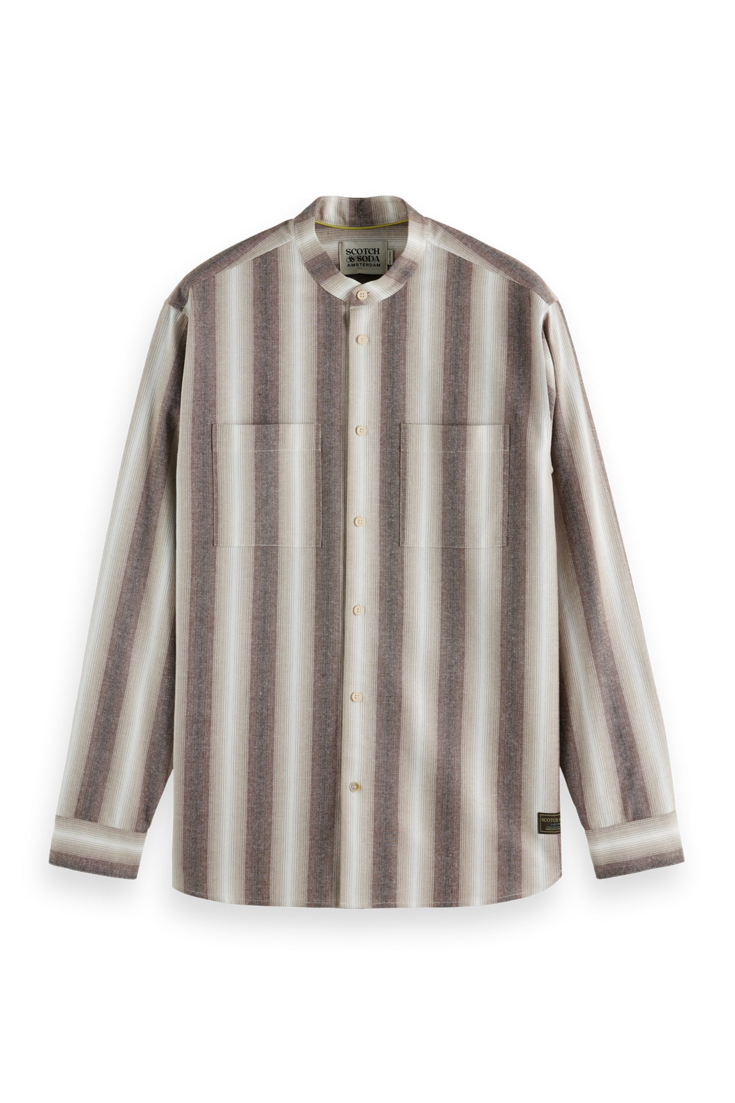 Scotch & Soda Shadow-striped Cotton Shirt Plaza Taupe Shadow Stripe Maat: XL | Casual Overhemden Outlet | Heren | Beige
