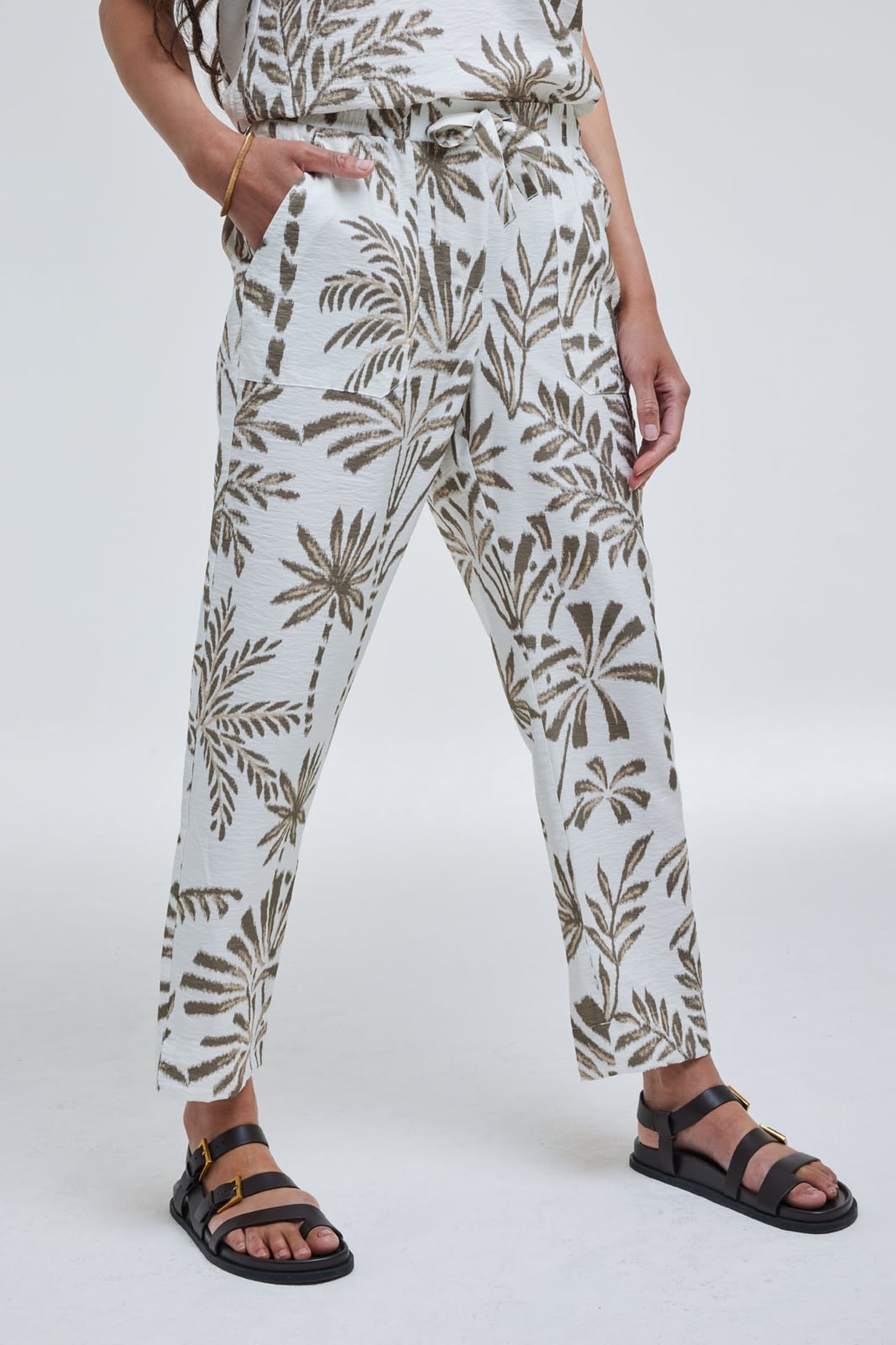 DIDI Pants Sol Offwhite Palmer Print Maat: 38 | Broeken Outlet | Dames | Wit
