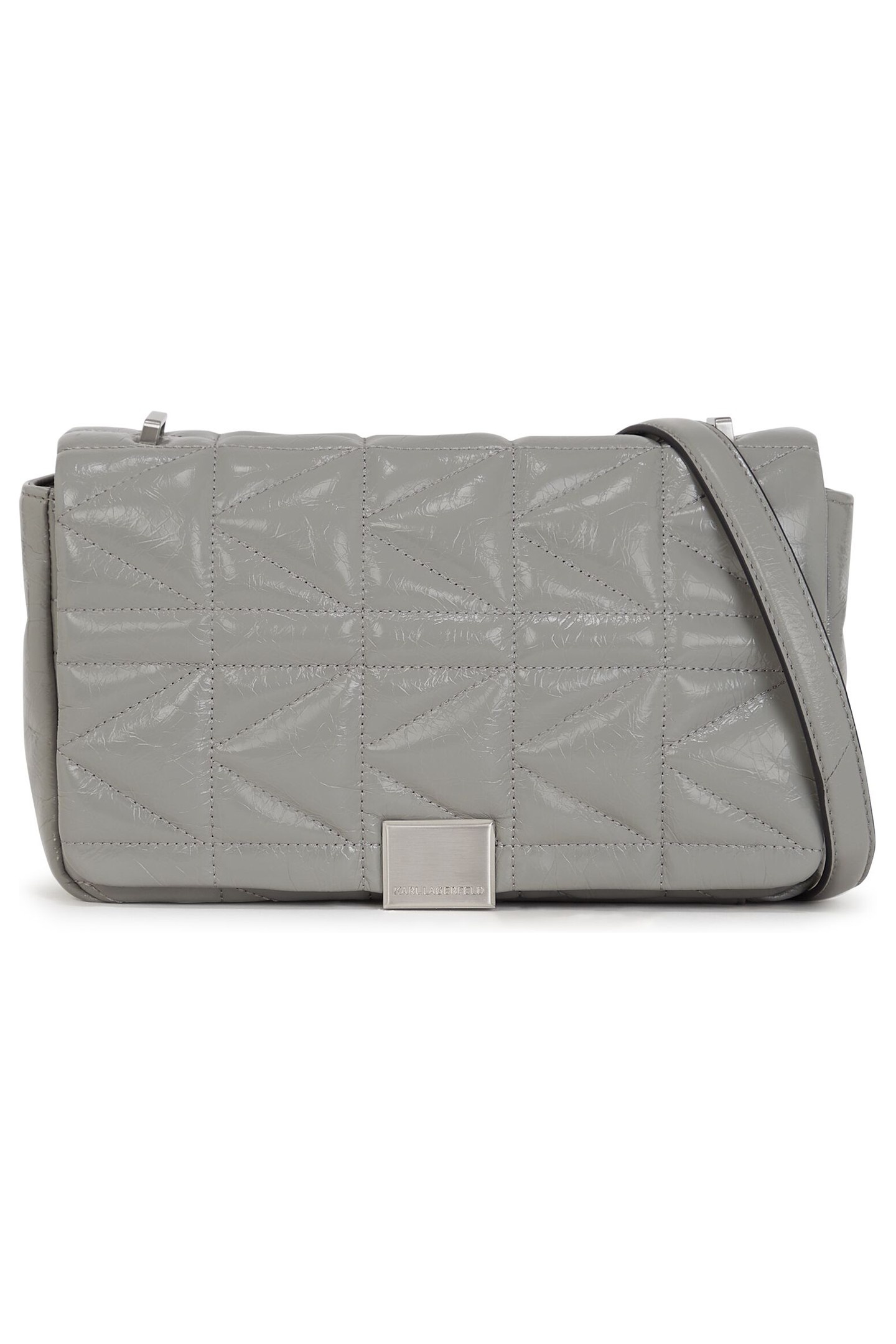 Karl Lagerfeld K/kuilt Medium Ext Shoulder Bag Wrinkle Cloud Grey Maat: OS | Schoudertassen Outlet | Dames | Grijs