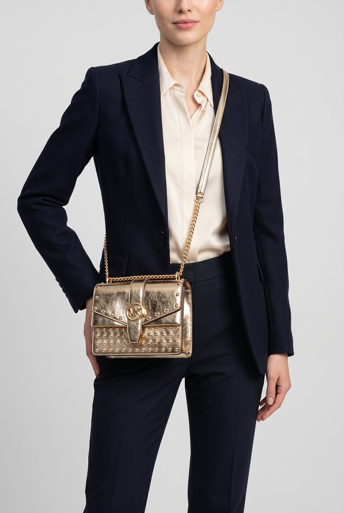 Michael Kors Small Flap Crossbody Pale Gold Maat: OS | Handtassen Outlet | Dames | Goud