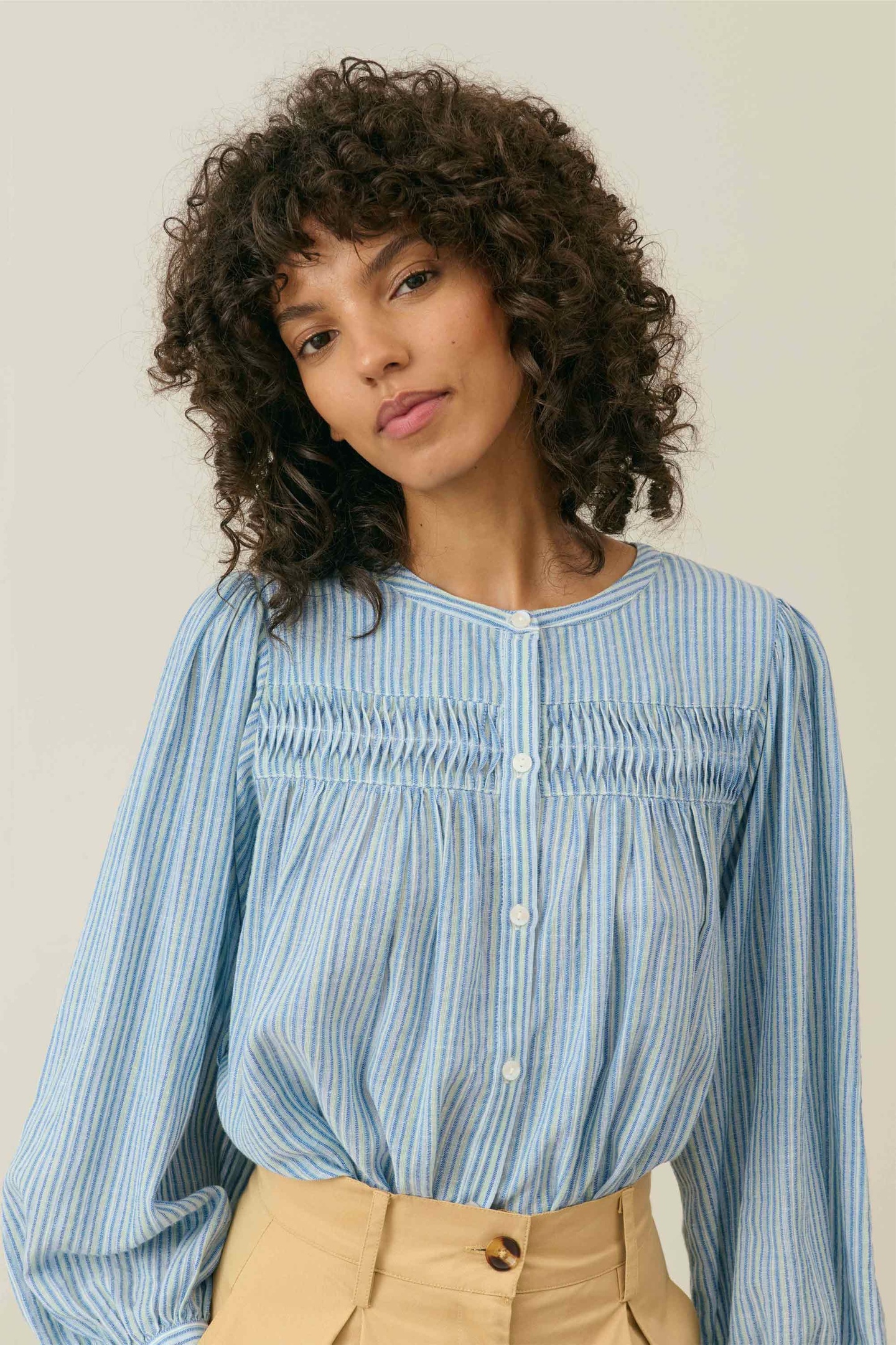 Louise Misha Shirt Jally Blue Parasol Stripes Maat: 44 | Longsleeves Outlet | Dames | Blauw