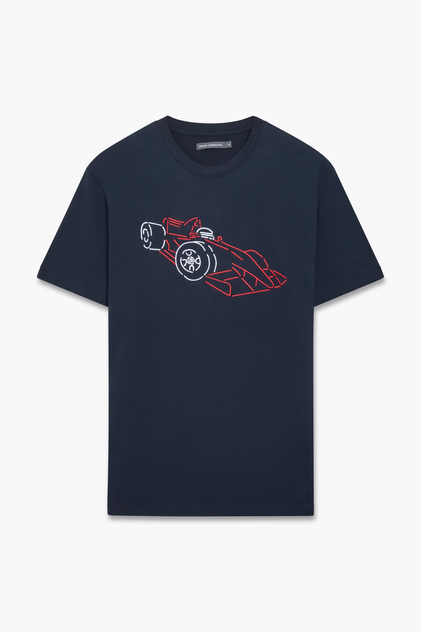 French Connection Racing Car 3 Colour Emb Marine Maat: XL | T-shirts met Print Outlet | Heren | Blauw