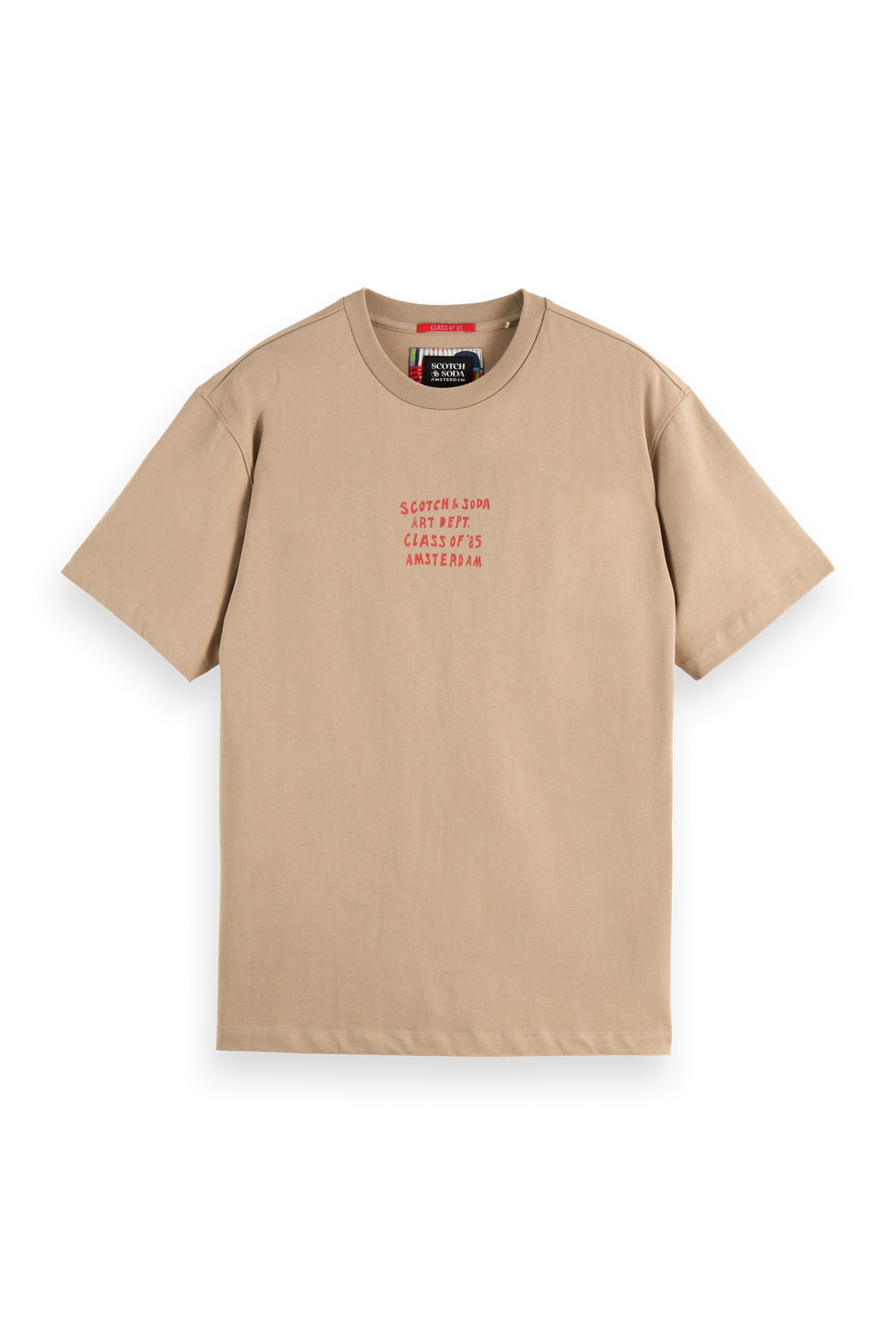 Scotch & Soda Relaxed-fit Artwork T-shirt Plaza Taupe Maat: S | T-shirts met Print Outlet | Heren | Beige