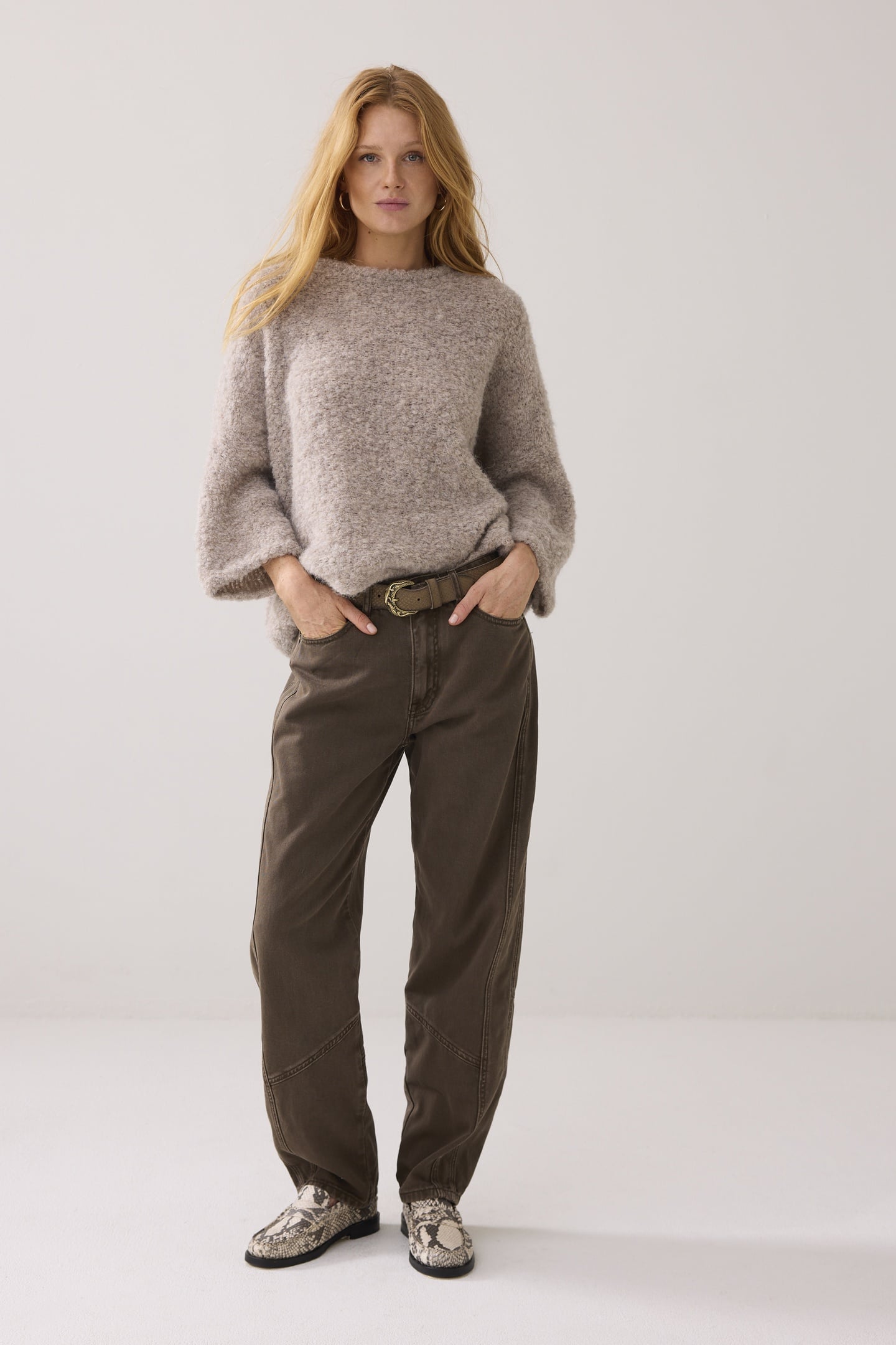 Summum Woman Loose Fit Coloured Denim Dark Camo Maat: 36 | Wijde Broeken Outlet | Dames | Bruin