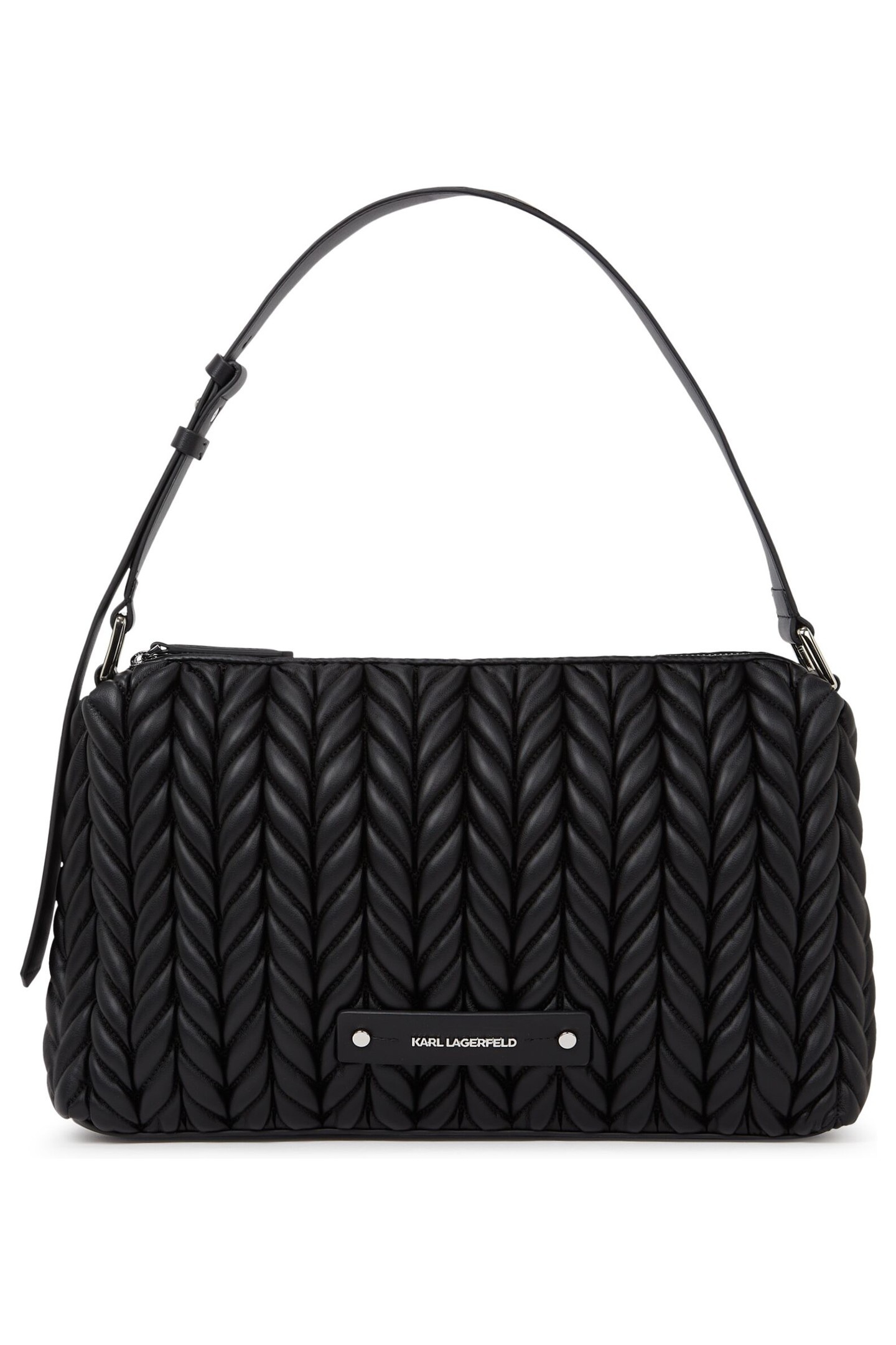 Karl Lagerfeld K/weave Medium Shoulder Bag Black-nickel Maat: OS | Handtassen Outlet | Dames | Zwart