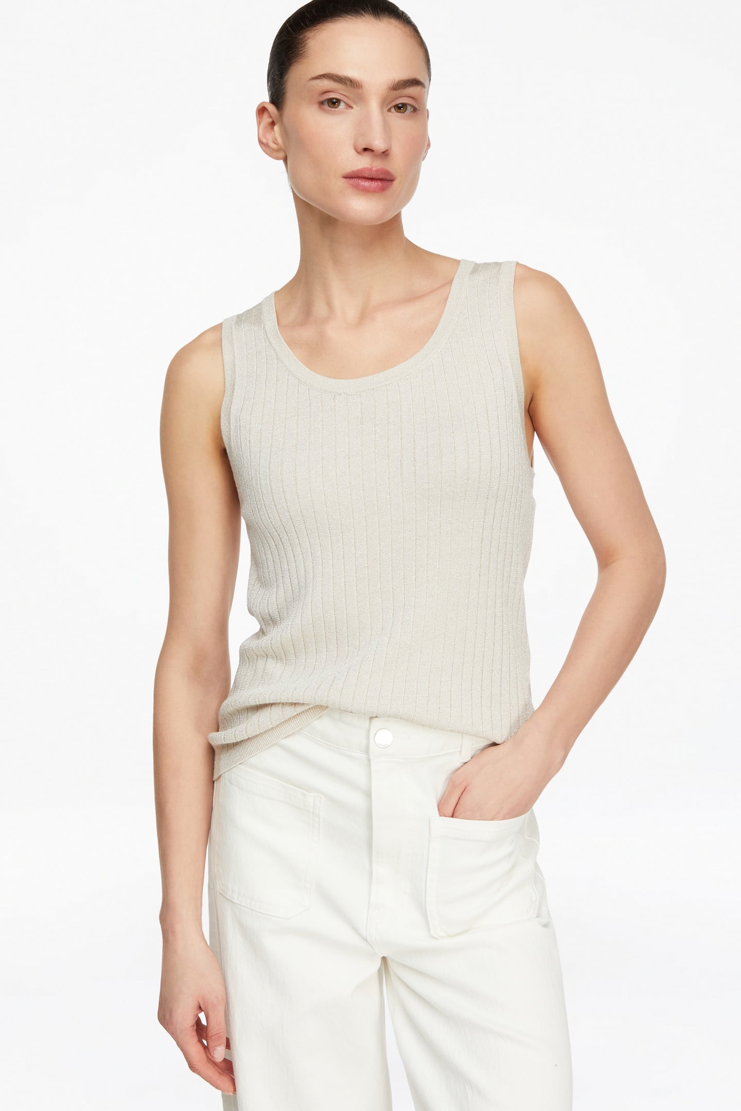 Comma  Pullover Beige Maat: 46 | Mouwloze Tops Outlet | Dames | Beige