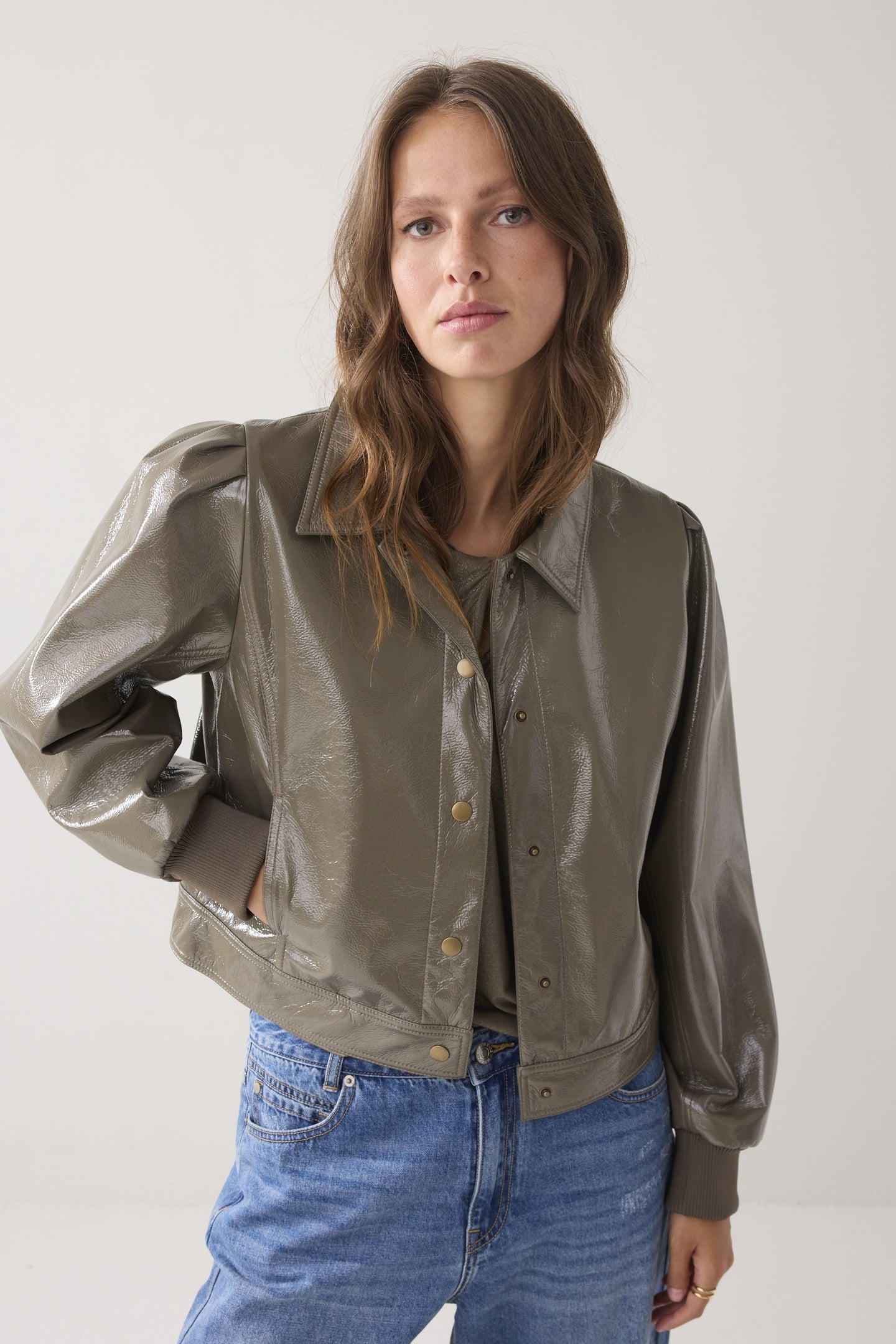 Summum Woman Jacket Laque Dark Camo Maat: XL | Leren Jassen Outlet | Dames | Bruin