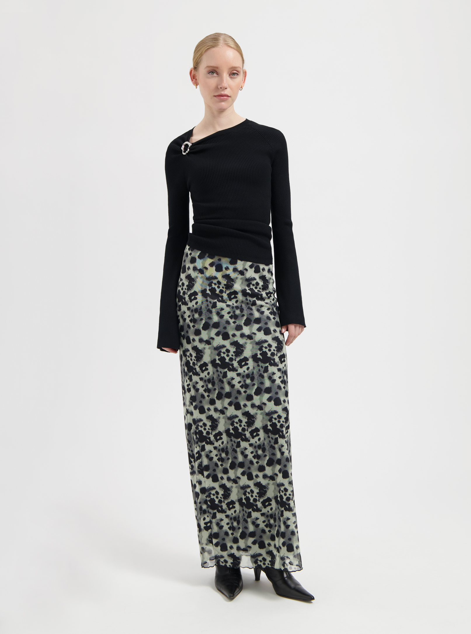We Are Labels Nous Sommes Labels – Riley Mesh Skirt Gray Maat: XS | Maxi Rokken Outlet | Dames | Zwart