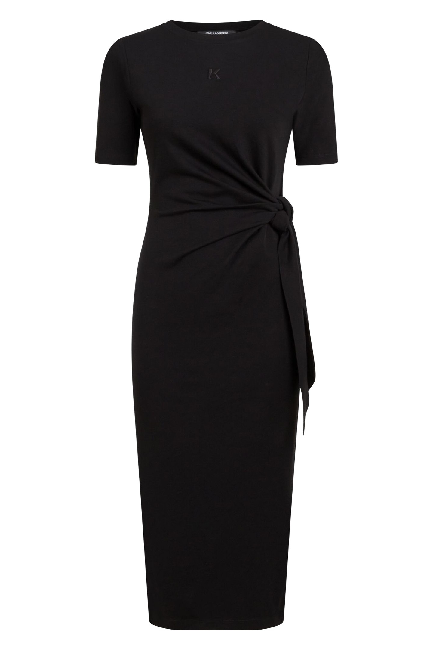 Karl Lagerfeld Jersey Tie Midi Dress Black Talla: XS | Vestidos Midi Outlet | Mujer | Negro