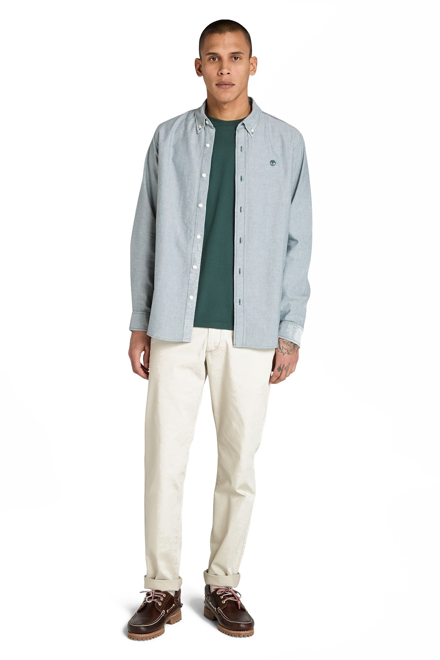 Timberland Oxford Striped Shirt Green Gables Yd Maat: L | Casual Overhemden Outlet | Heren | Grijs