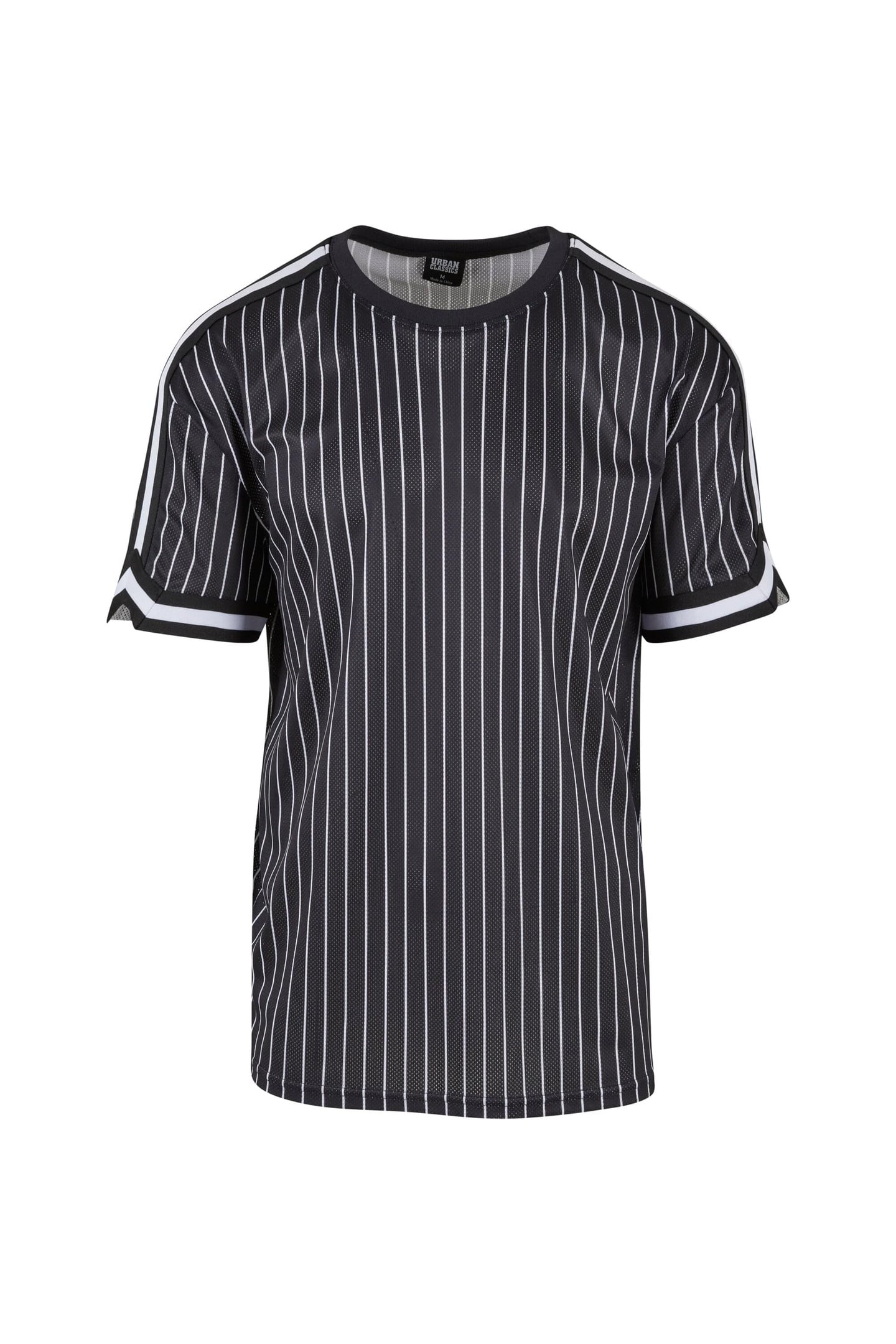 Urban Classics Oversized Striped Mesh Tee Black/white Maat: L | Sport Shirts Outlet | Heren | Zwart