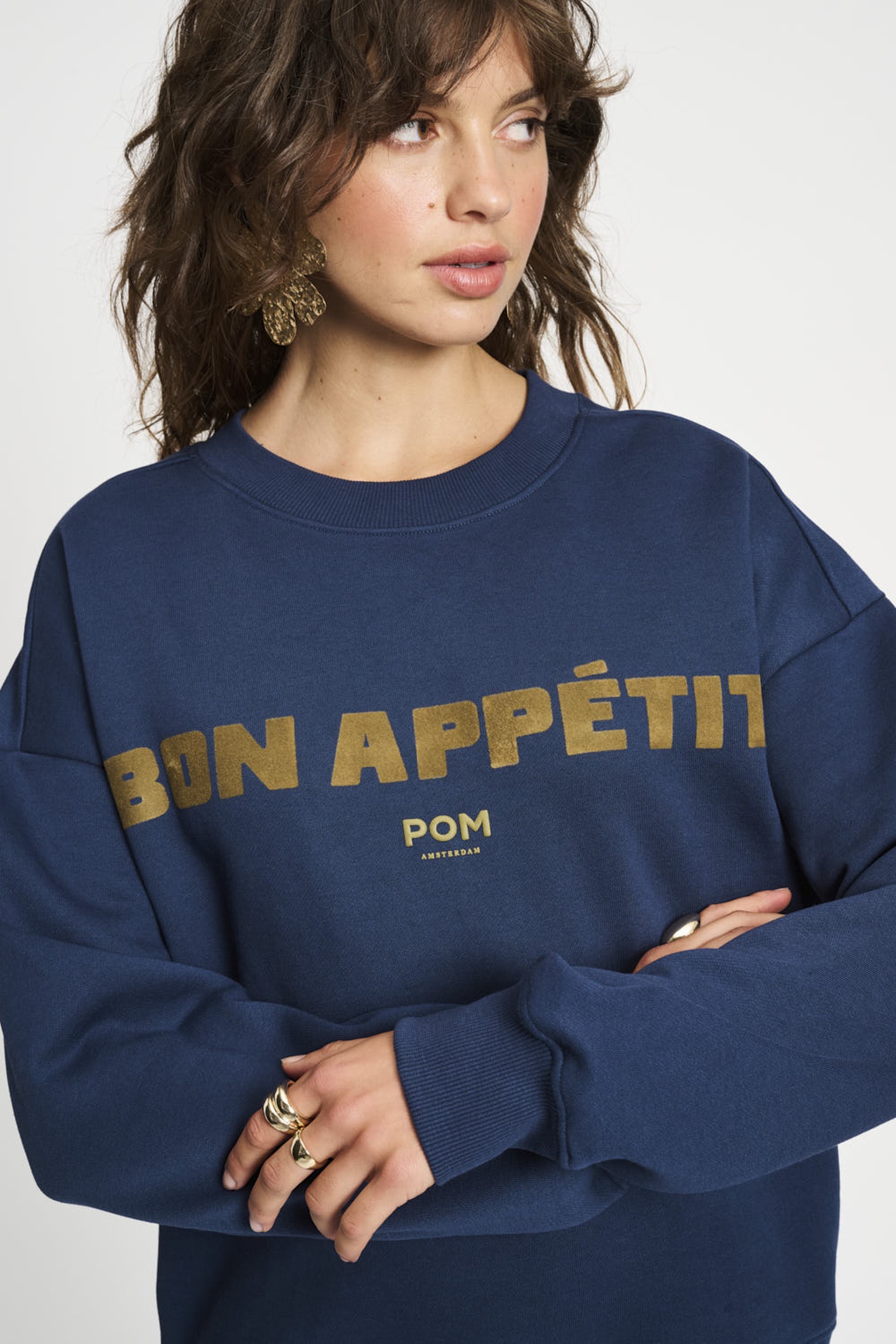 POM Amsterdam Sweater - Bon Appétit Maat: 40 | Sweaters Outlet | Dames | Blauw