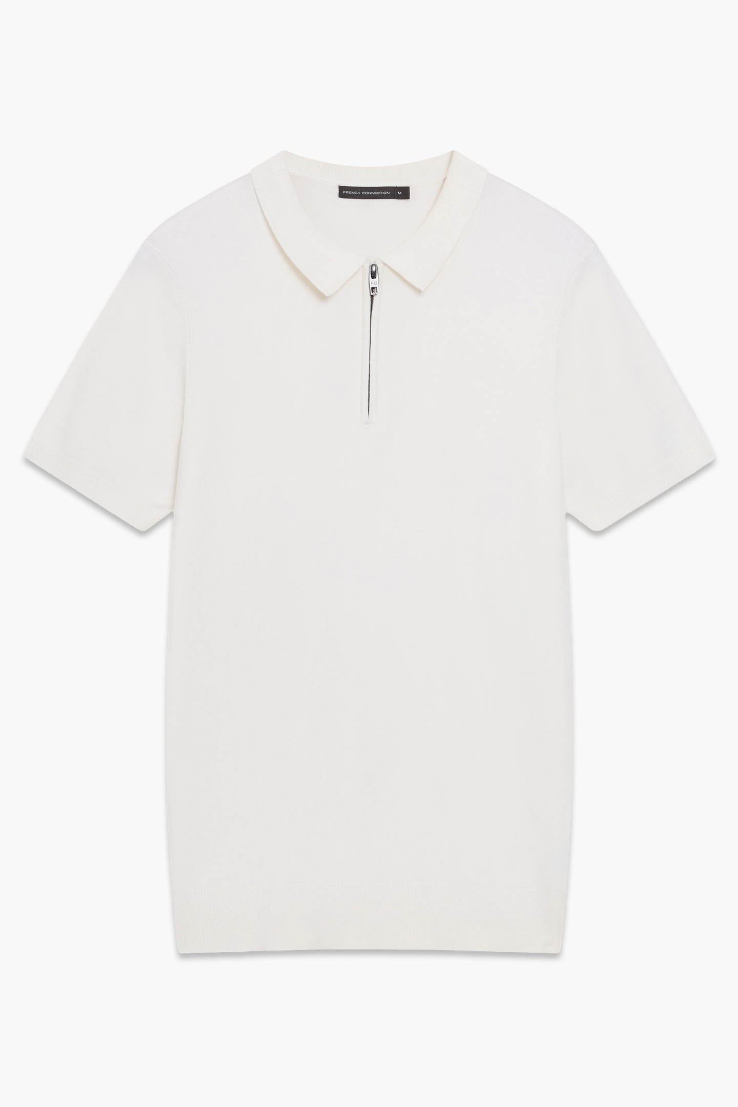 French Connection Polo Zip S/s Lux Ecru Maat: M | Poloshirts Outlet | Heren | Wit