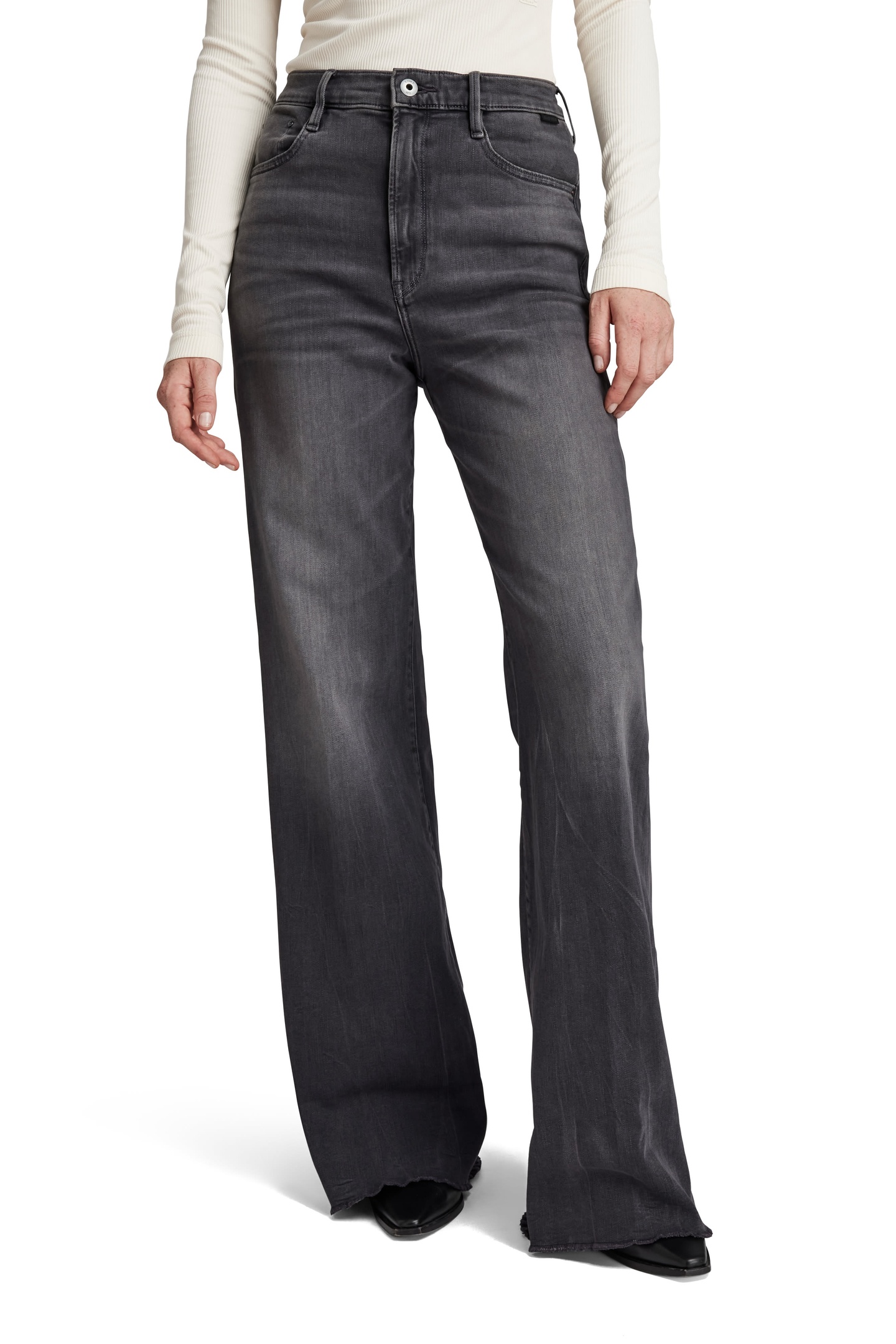G-Star Deck Ultra High Wide Leg Faded Blade Maat: W26L32 | Wijde Broeken Outlet | Dames | Grijs