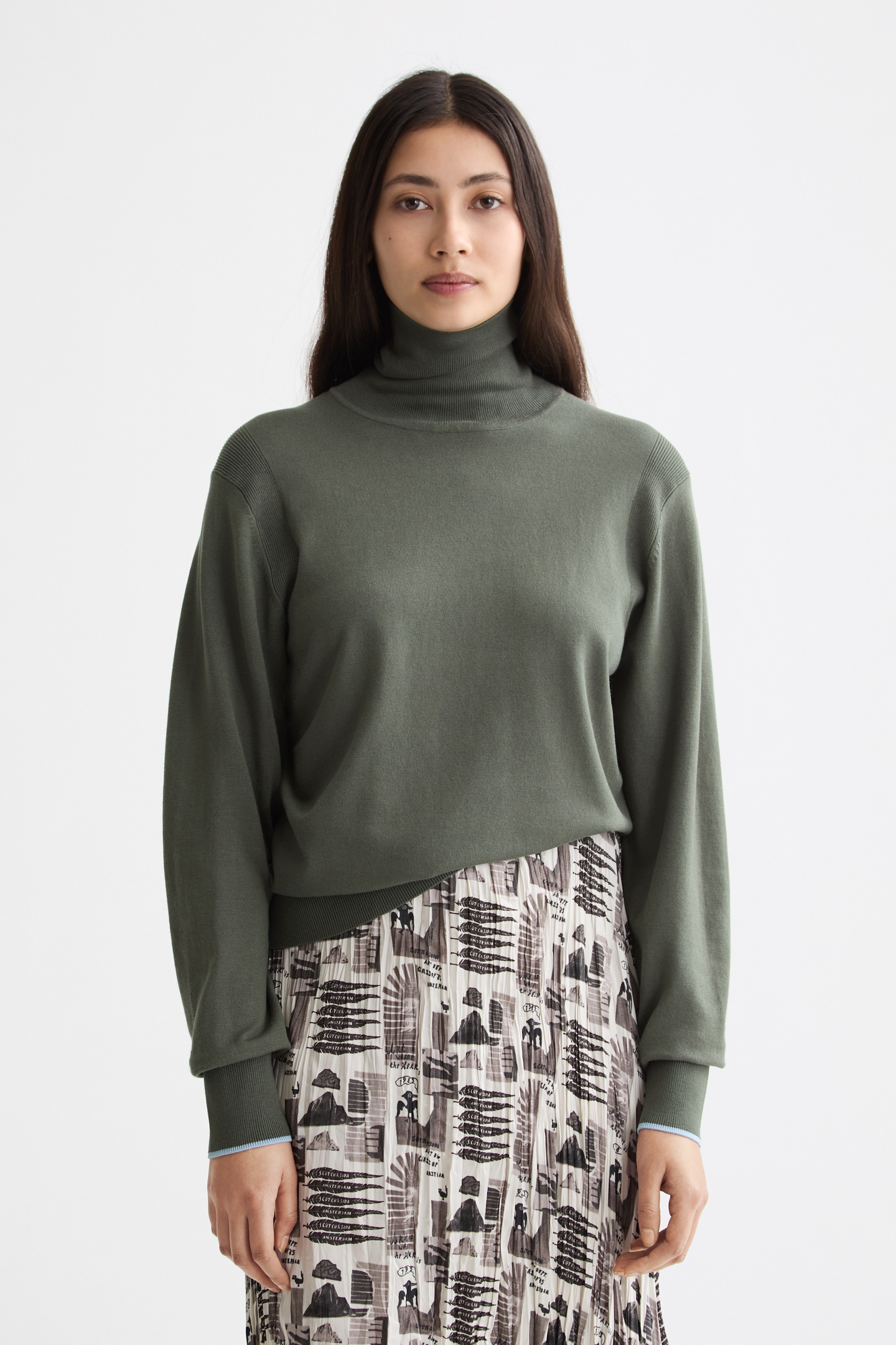 Scotch & Soda Relaxed Fit Roll Neck Pullover Thyme Maat: XS | Sweaters Outlet | Dames | Groen