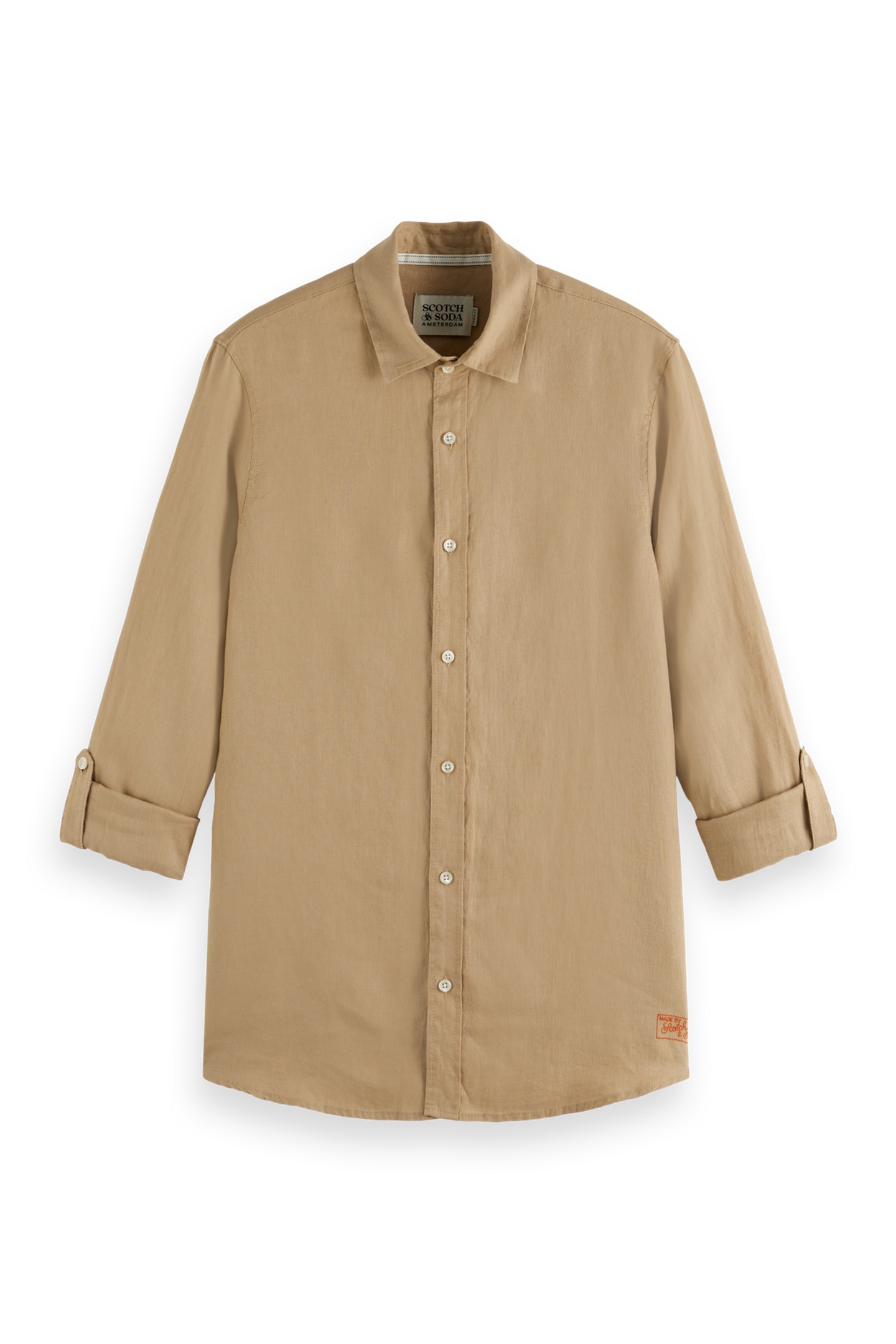 Scotch & Soda Regular-fit Linen Shirt Tannin Maat: XXL | Casual Overhemden Outlet | Heren | Beige