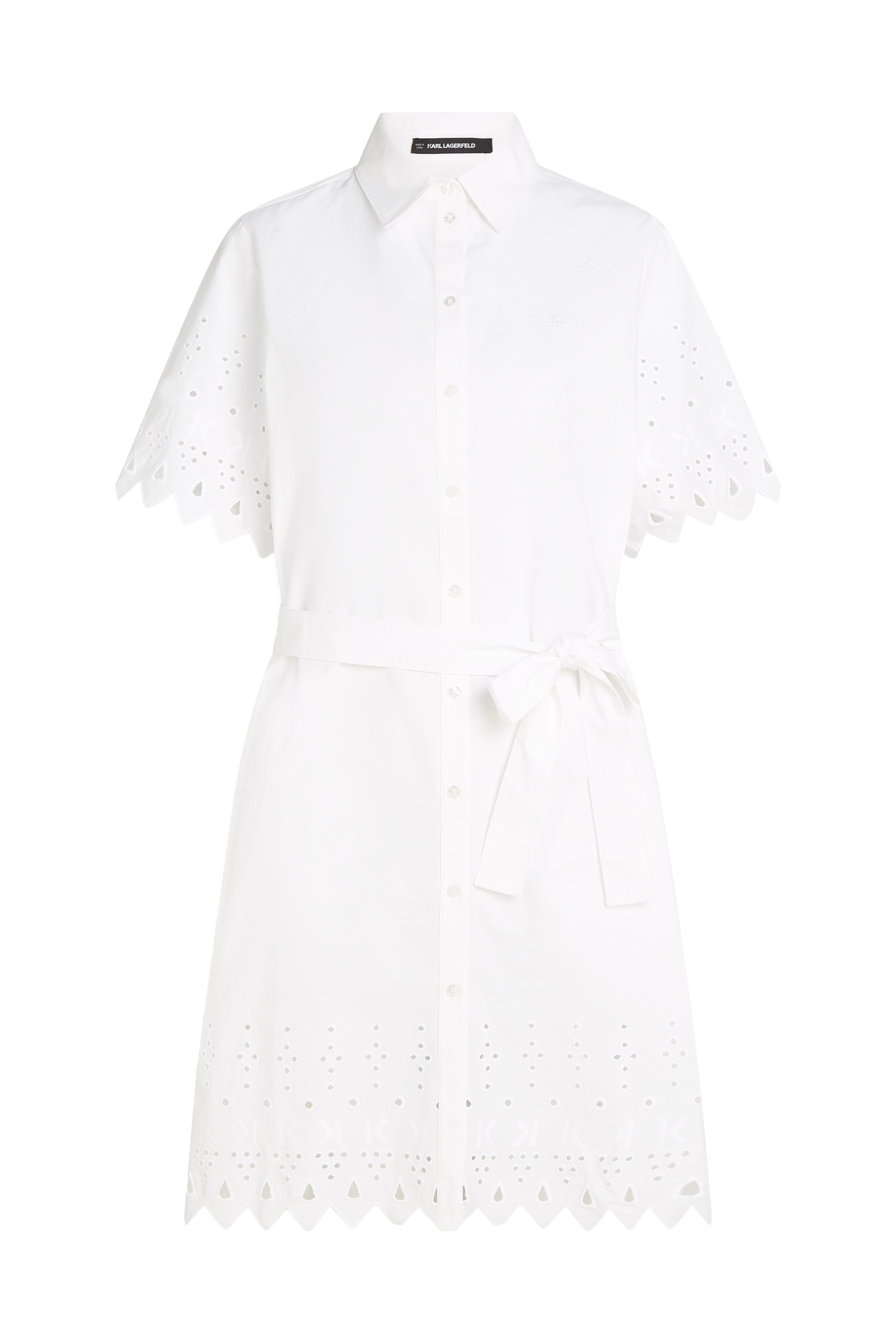 Karl Lagerfeld Broderie Detail Shirt Dress White Maat: 40 | Maxi Jurken Outlet | Dames | Wit