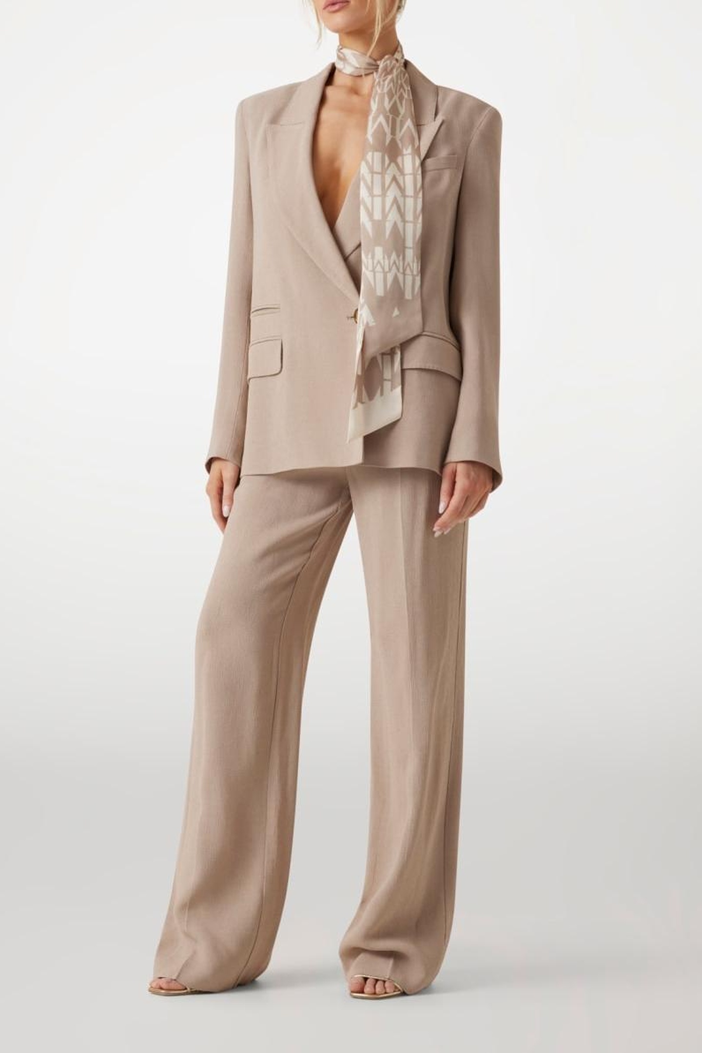GUESS Ariana Double Breast Velvet Taupe Maat: 42 | Blazers Outlet | Dames | Beige