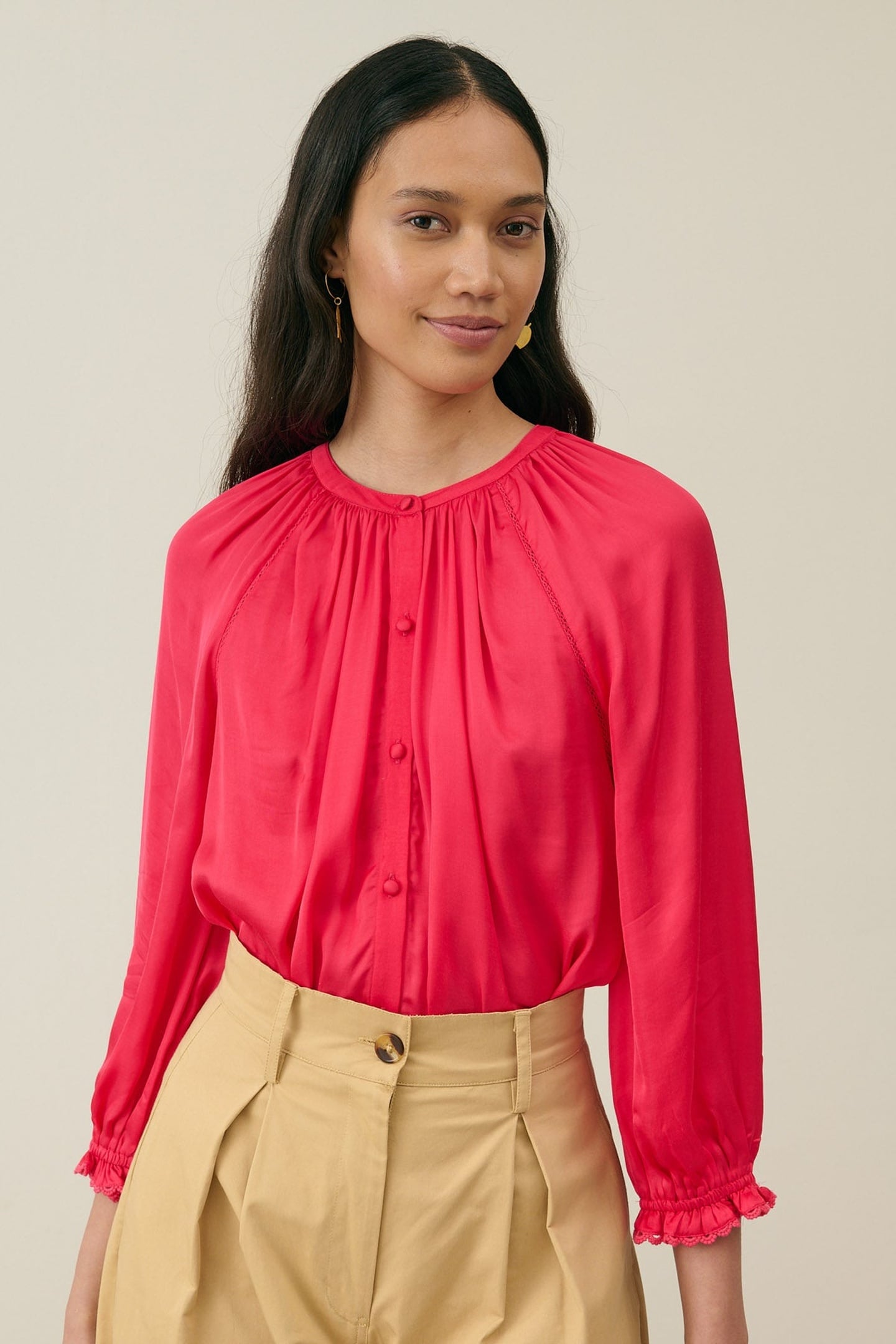 Louise Misha Shirt Alienor Raspberry Maat: 38 | Longsleeves Outlet | Dames | Roze