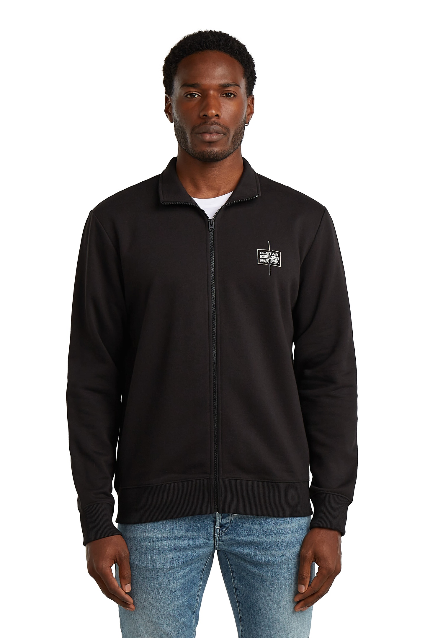 G-Star Logo Zip Thru Sweat Black Taille: M | Sweatshirts à capuche Outlet | Homme | Le Noir