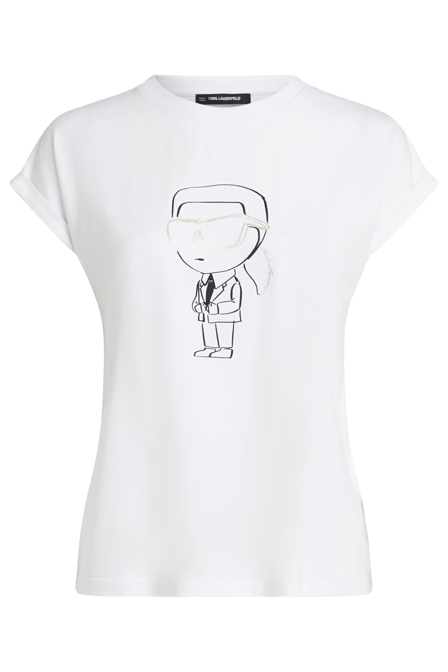 Karl Lagerfeld Big Ikon Print Flowy T-shirt White Maat: S | Tops Outlet | Dames | Wit