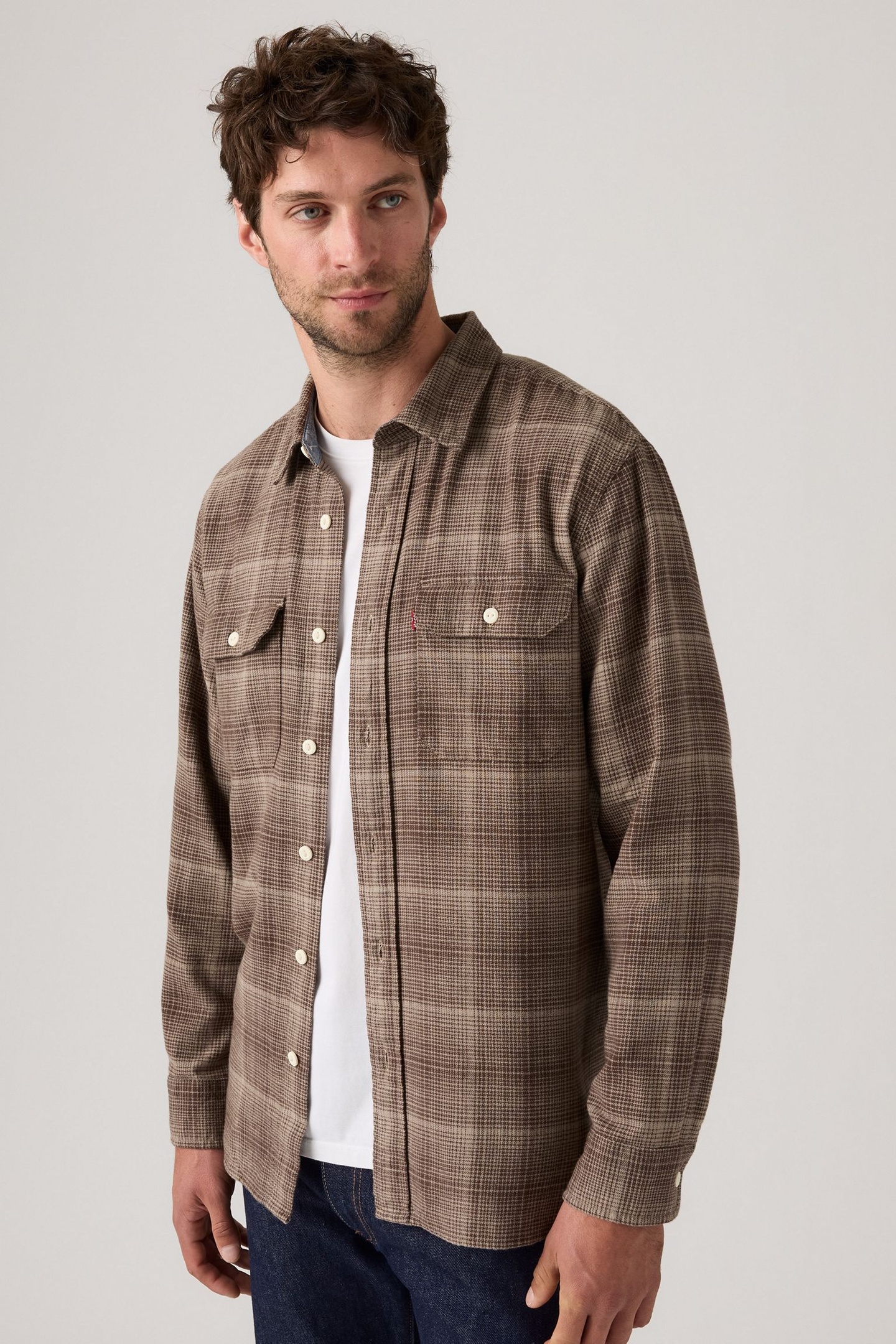 Levi's Classic Worker Overshirt Maat: L | Casual Overhemden Outlet | Heren | Bruin