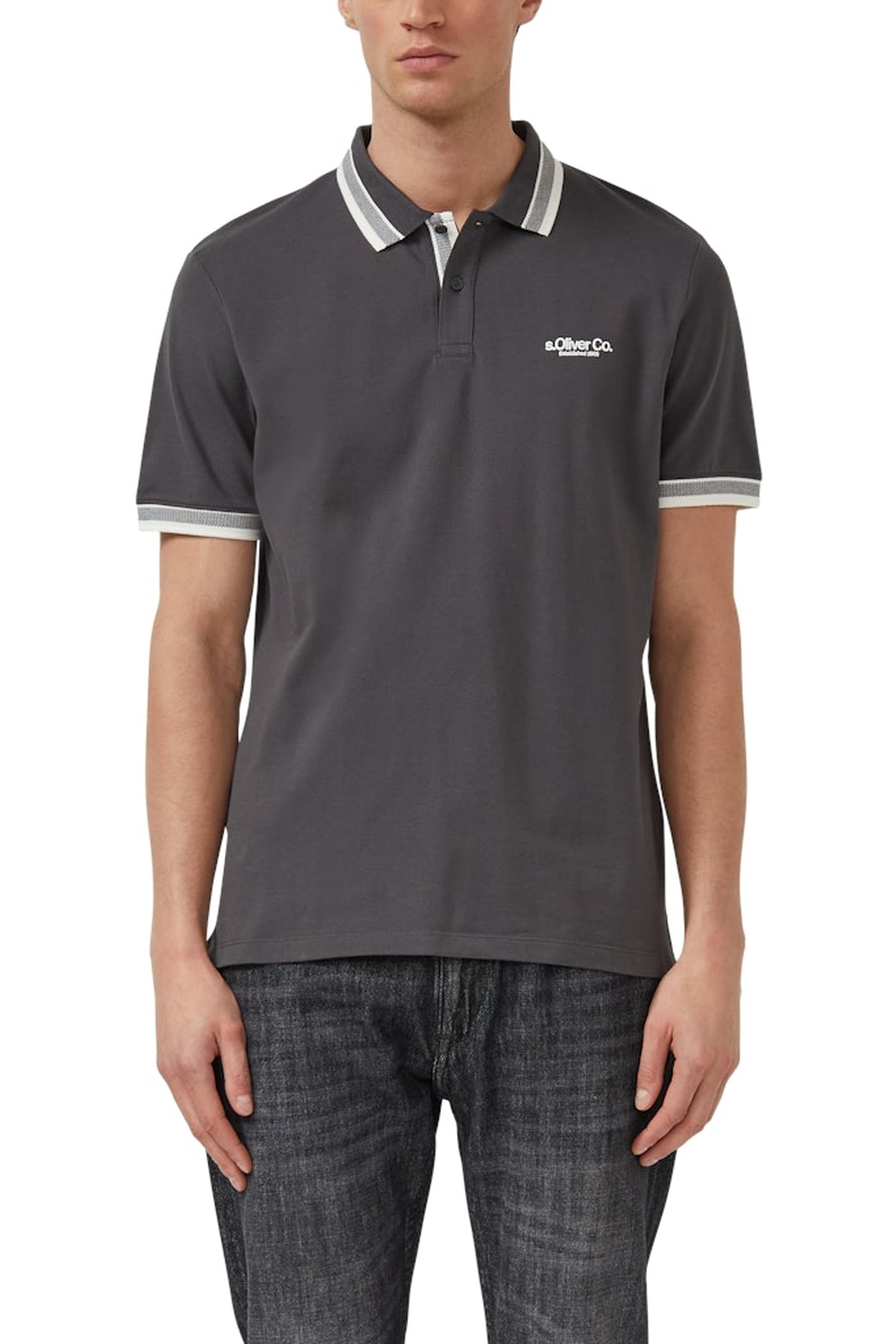 s.Oliver  Poloshirts Grey/black Maat: M | Poloshirts Outlet | Heren | Grijs