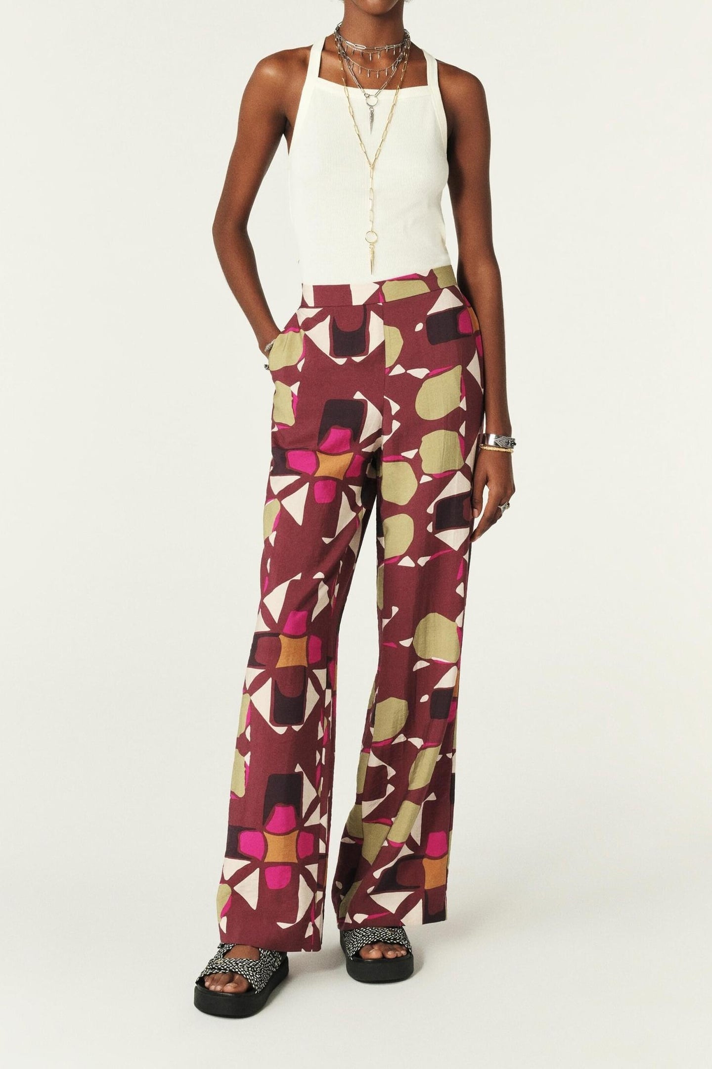 BA&SH Pantalon Aaron Prune Maat: 38 | Wijde Broeken Outlet | Dames