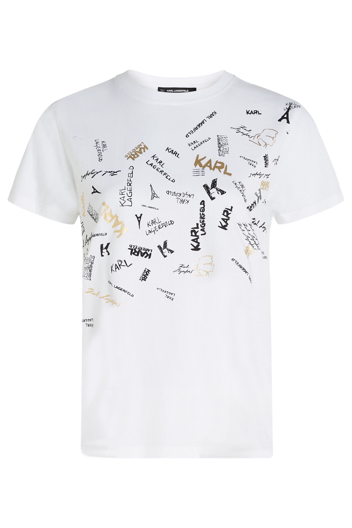 Karl Lagerfeld Paris Fonts Print T-shirt White Maat: XS | Tops Outlet | Dames | Wit