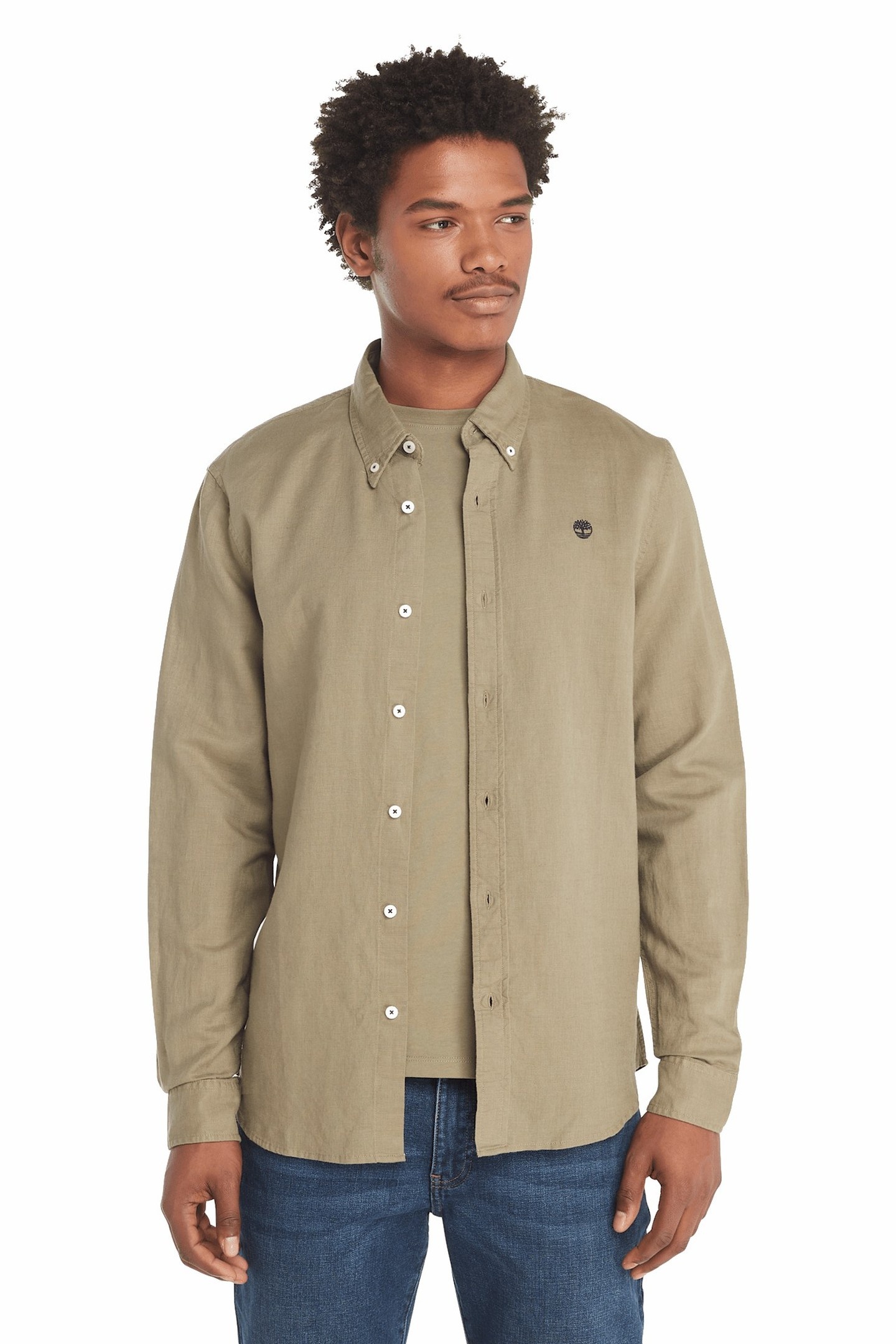Timberland Cotton/linen Long Sleeve Shirt Cassel Earth Maat: XL | Casual Overhemden Outlet | Heren | Bruin