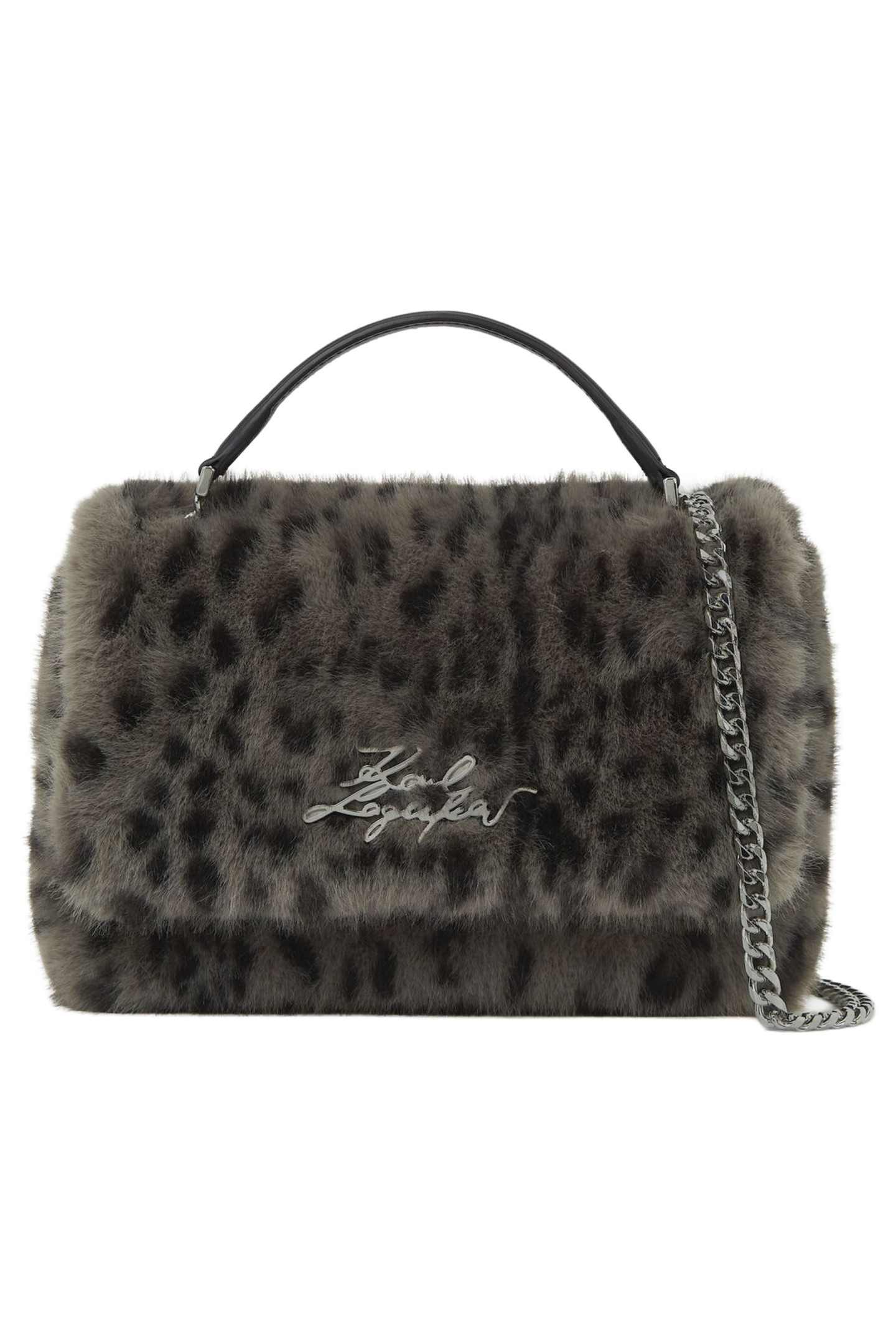 Karl Lagerfeld K/textured Sign Shoulder Bag Grey Leopard Maat: OS | Handtassen Outlet | Dames | Grijs