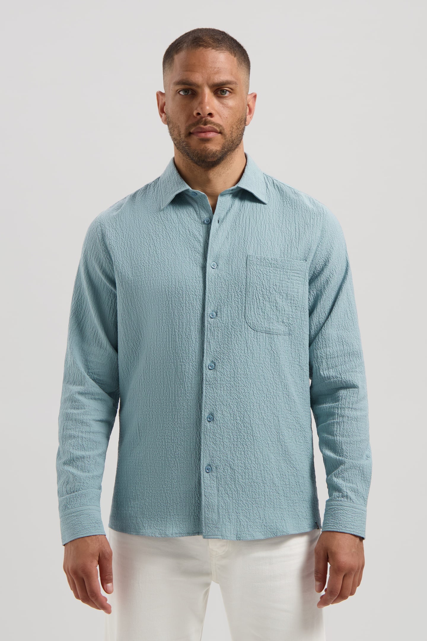 Dstrezzed Ds_chevi Shirt Mist Blue Maat: M | Casual Overhemden Outlet | Heren | Blauw