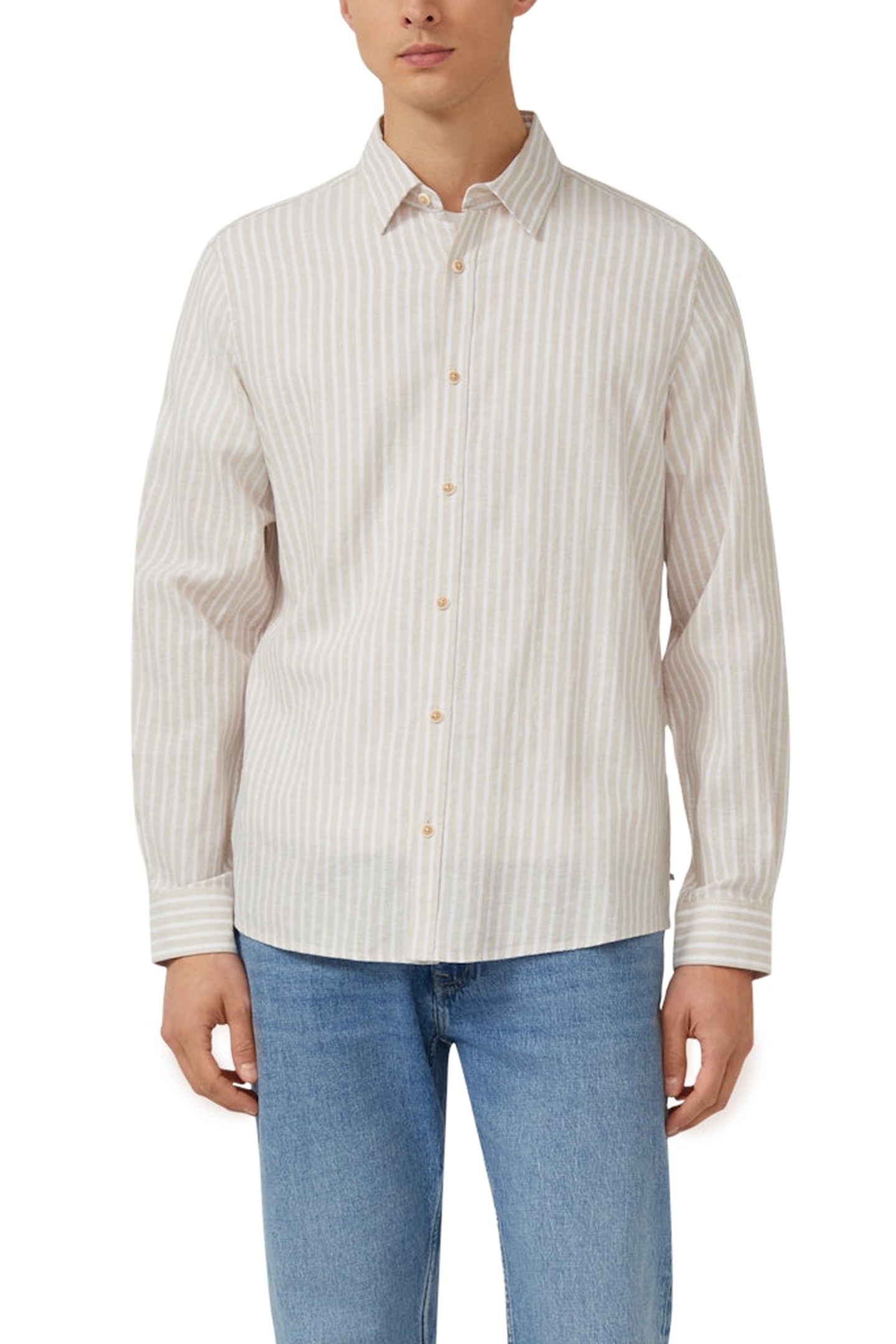 s.Oliver  Shirts Beige Maat: XL | Casual Overhemden Outlet | Heren | Beige