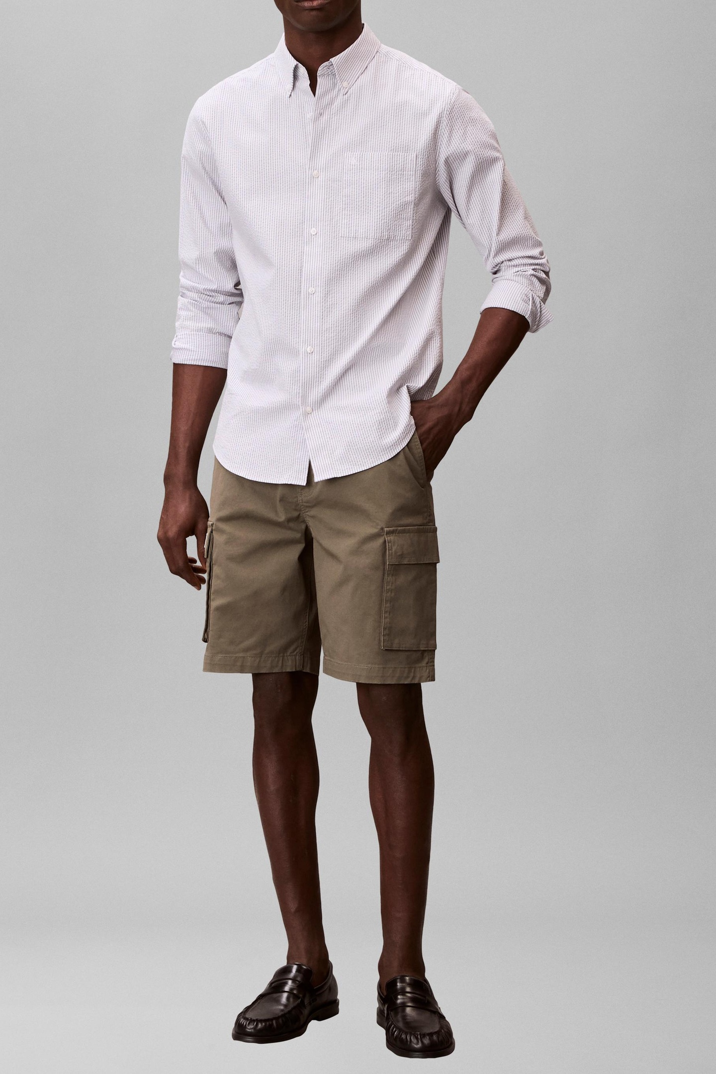 Calvin Klein Straight Comfort Cotton Shorts Dusty Olive Maat: S | Korte Broeken Outlet | Heren | Bruin