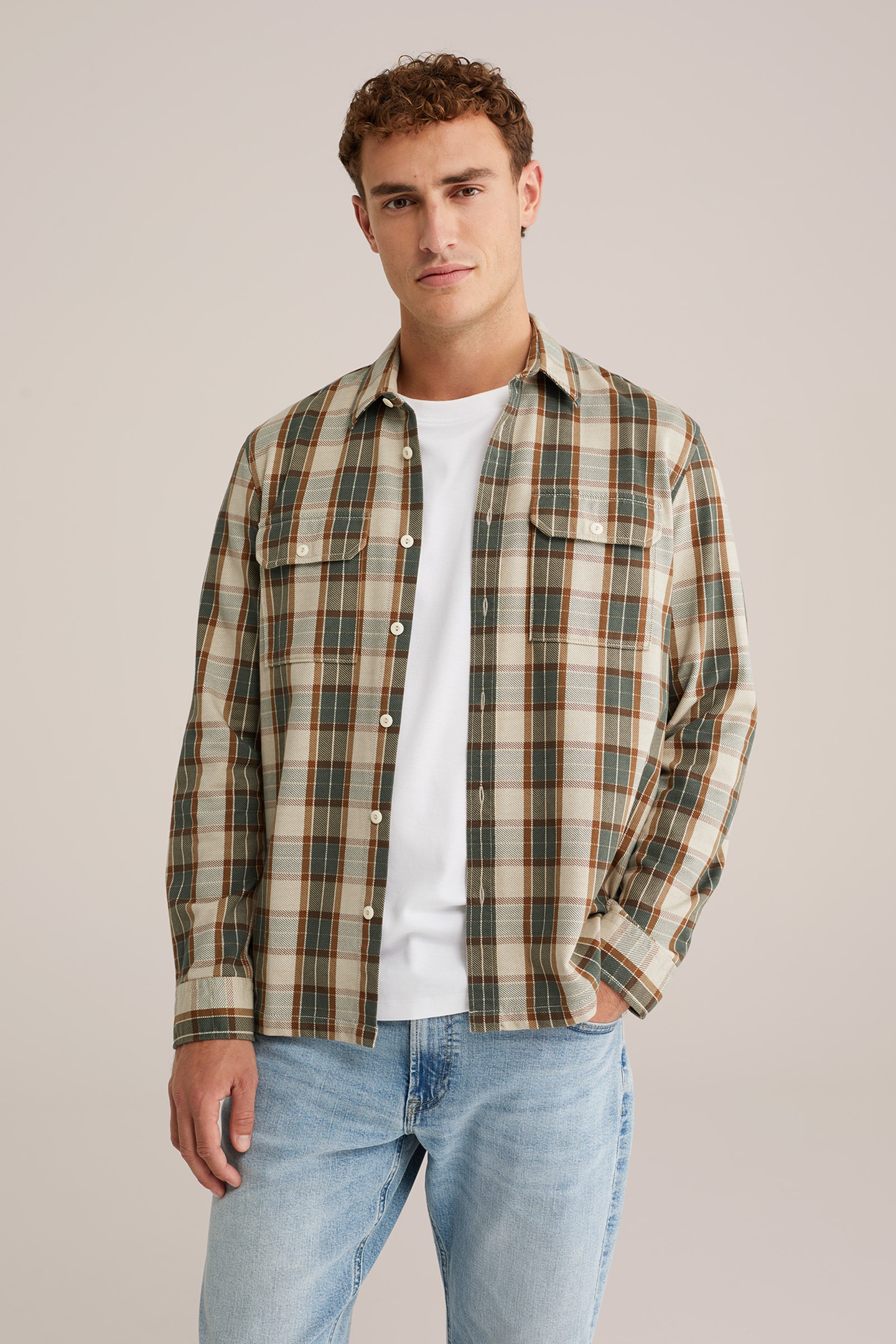 We Fashion Overshirt Dark Green Maat: XS | Casual Overhemden Outlet | Heren | Groen