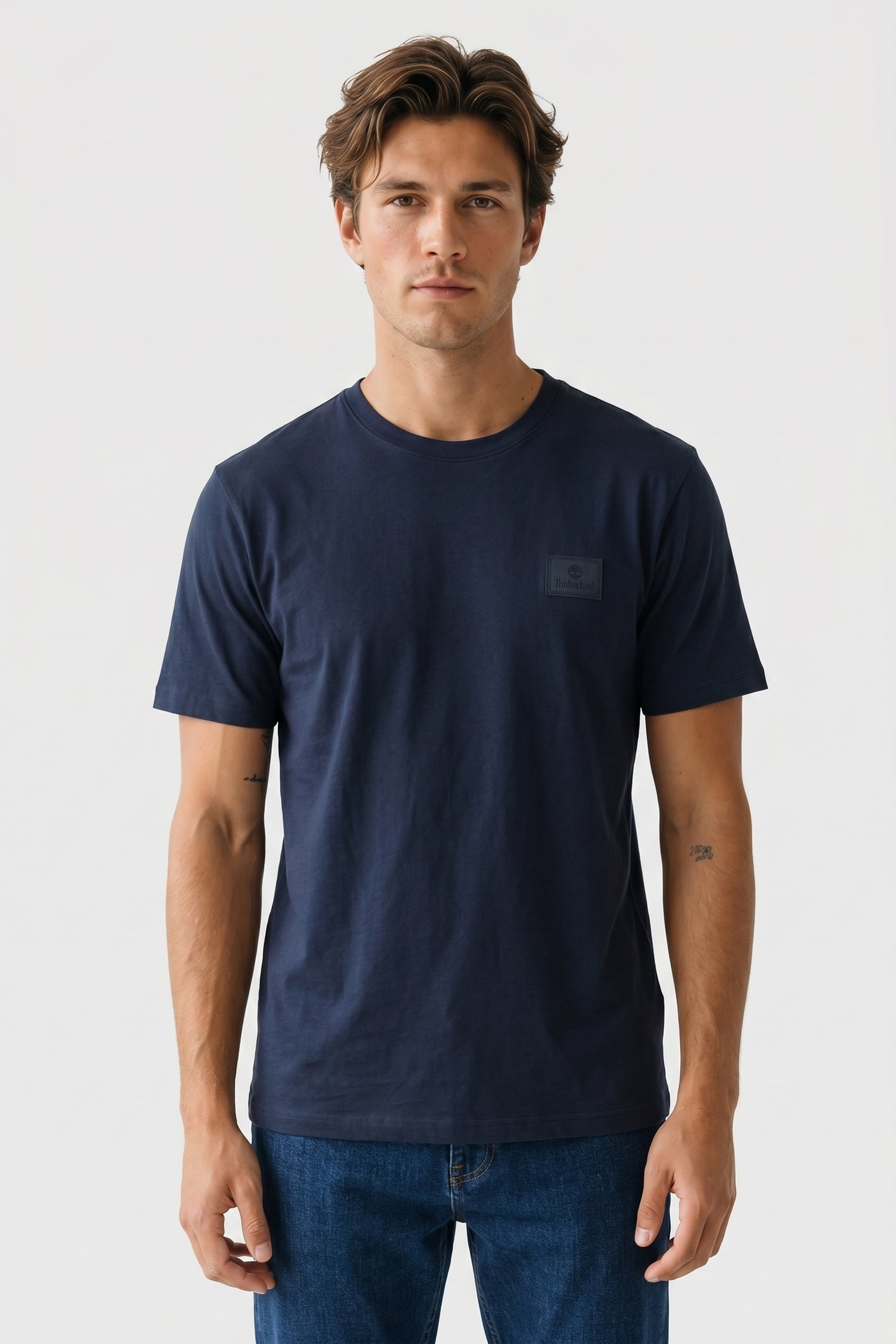 Timberland Short Sleeve Silicon Badge Tee Navy Maat: L | Basic T-Shirts Outlet | Heren | Blauw