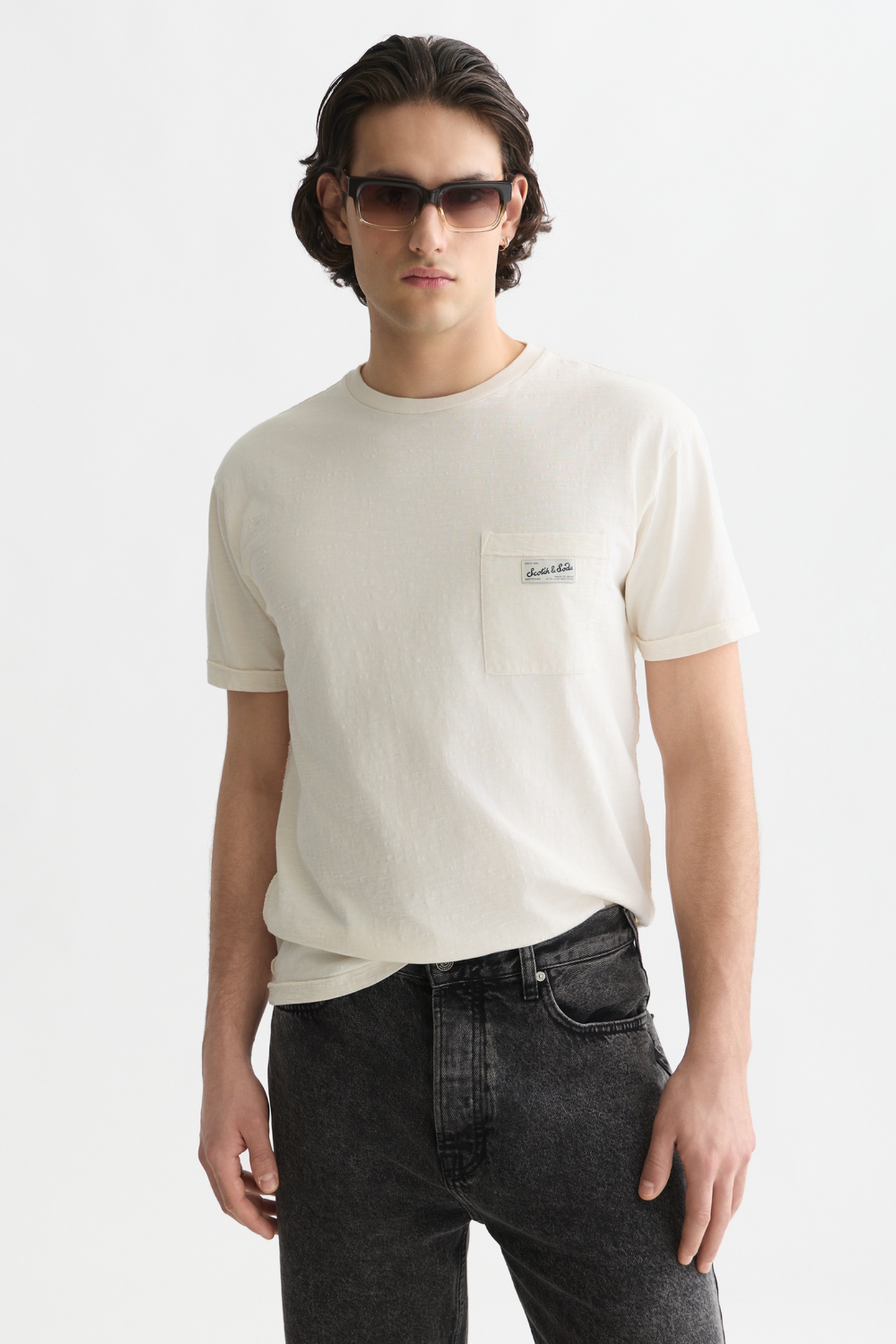 Scotch & Soda Garment-dye Relaxed-fit T-shirt Eggnog Maat: XL | Basic T-Shirts Outlet | Heren | Wit