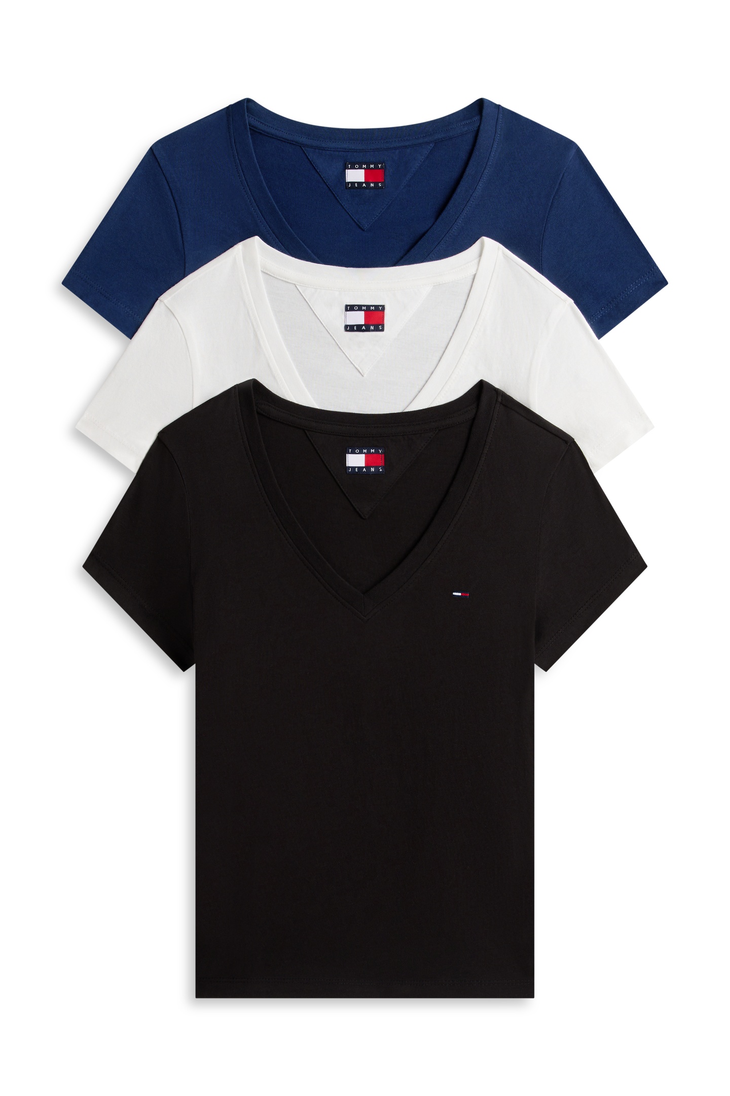 Tommy Hilfiger Tjw 3-pack V-neck Tee Black/ecru/dark Night Navy Maat: M | Tops Outlet | Dames | Wit