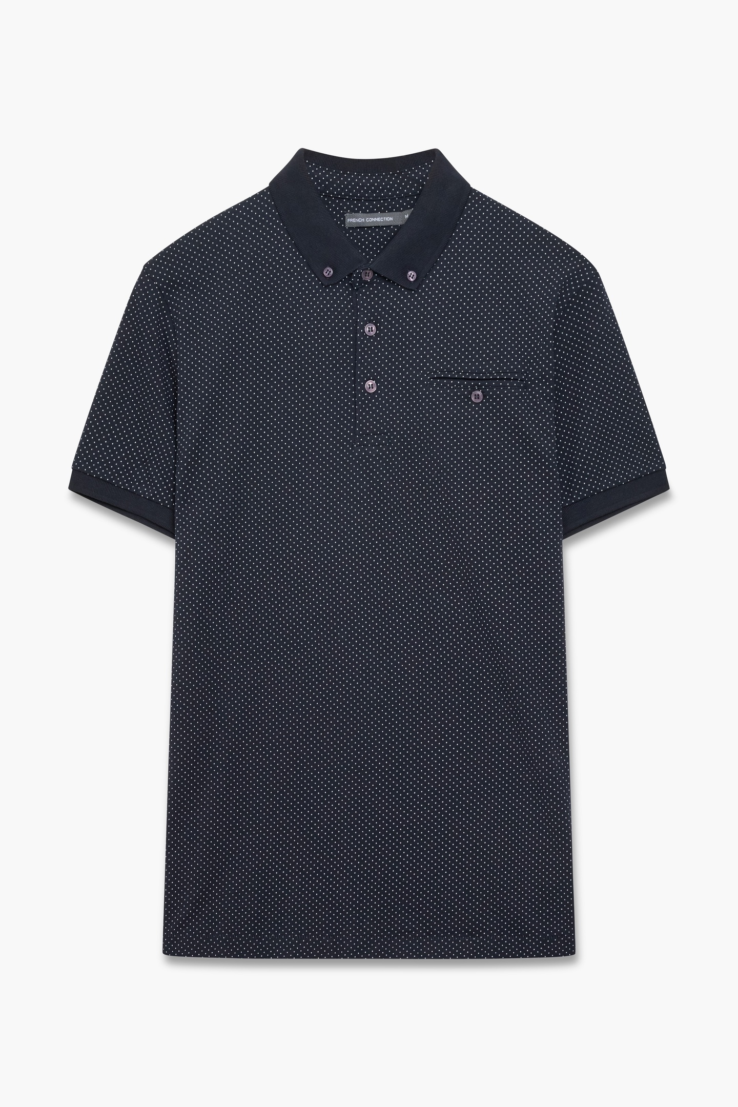 French Connection Micro Dot Polo Marine/white Maat: XL | Poloshirts Outlet | Heren | Blauw