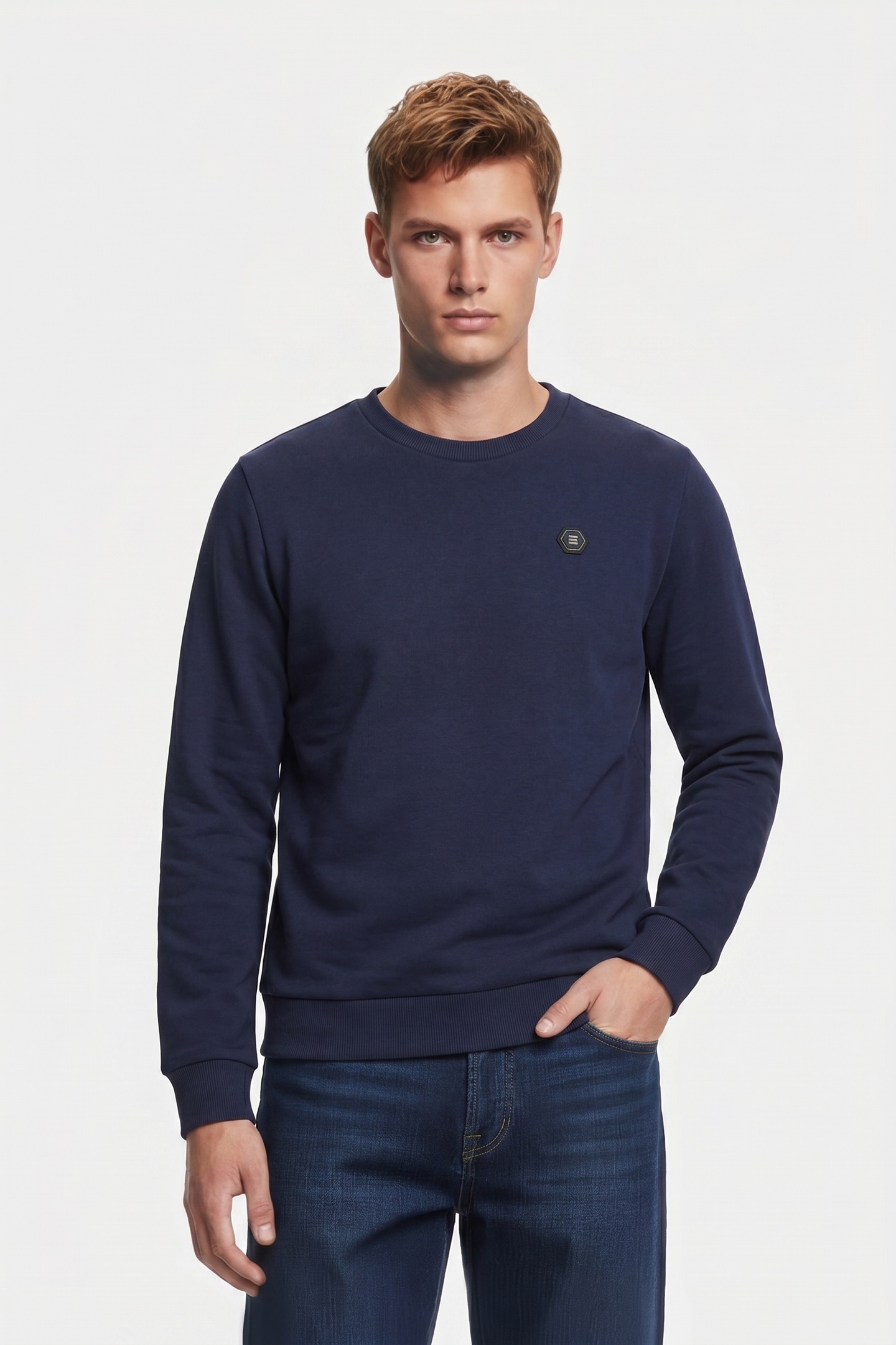 No Excess Sweater Crewneck Deep Blue Maat: L | Sweaters Outlet | Heren | Blauw