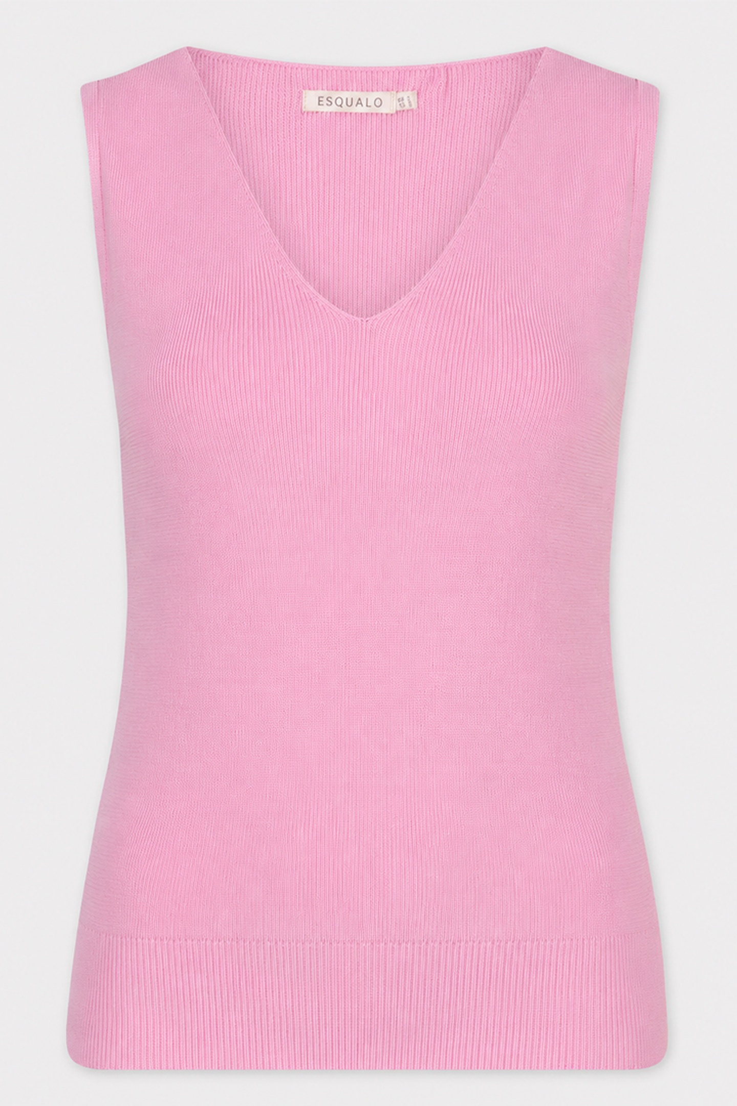 EsQualo Top Rib V-neck Pastel Pink Maat: S | Sweaters Outlet | Dames | Roze