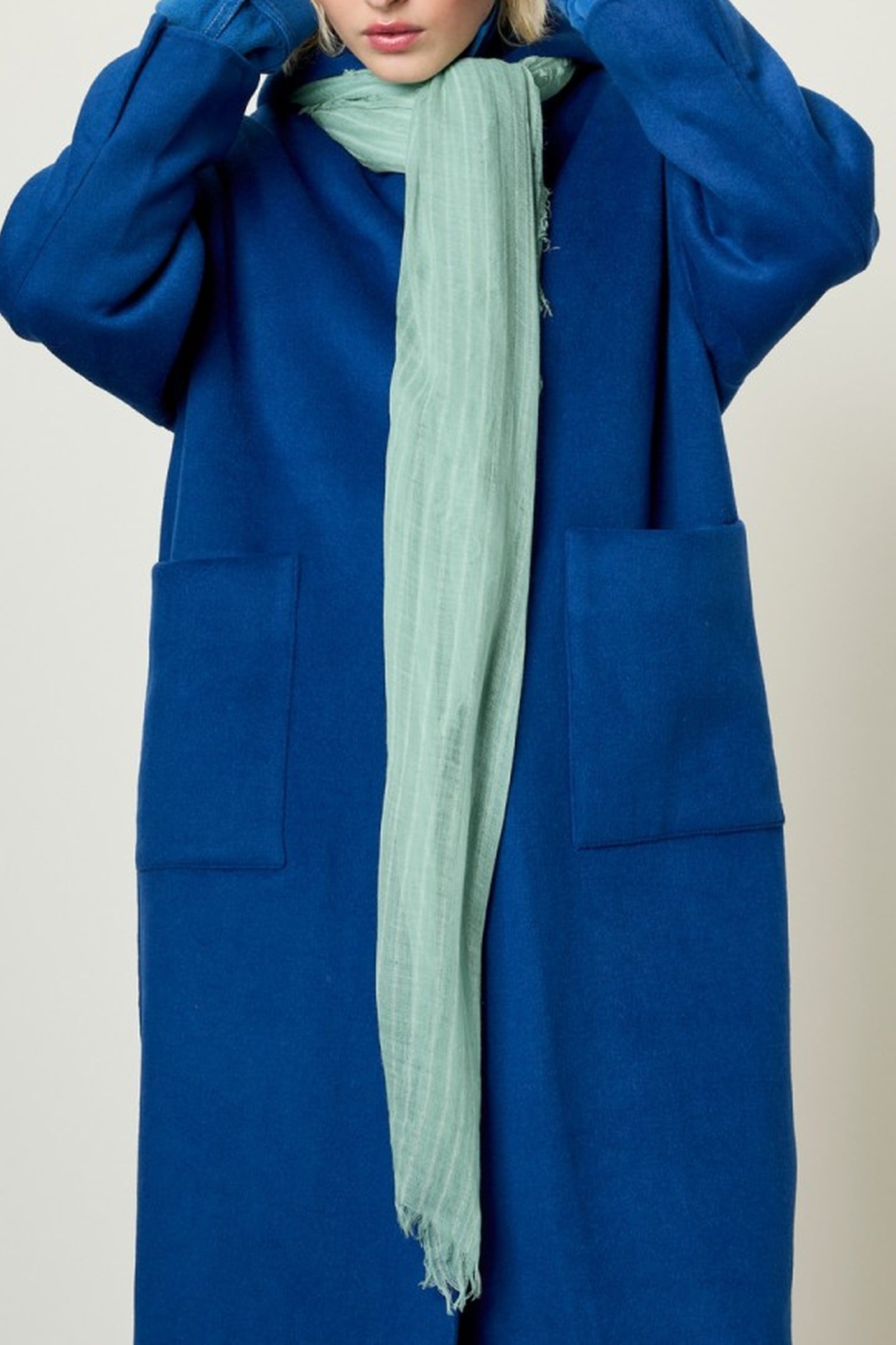 American Vintage Monyday Scarf Rayures Vert D Eau Maat: OS | Sjaals Outlet | Dames