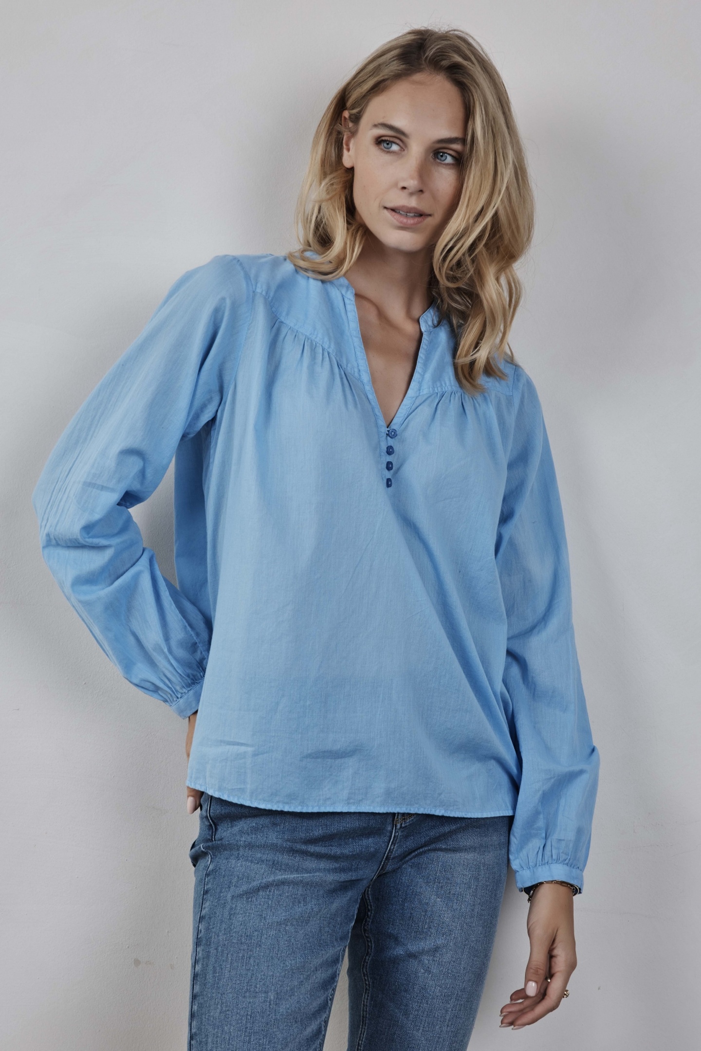 DIDI Blouse Nelsa Sky Blue Maat: 34 | Longsleeves Outlet | Dames | Blauw