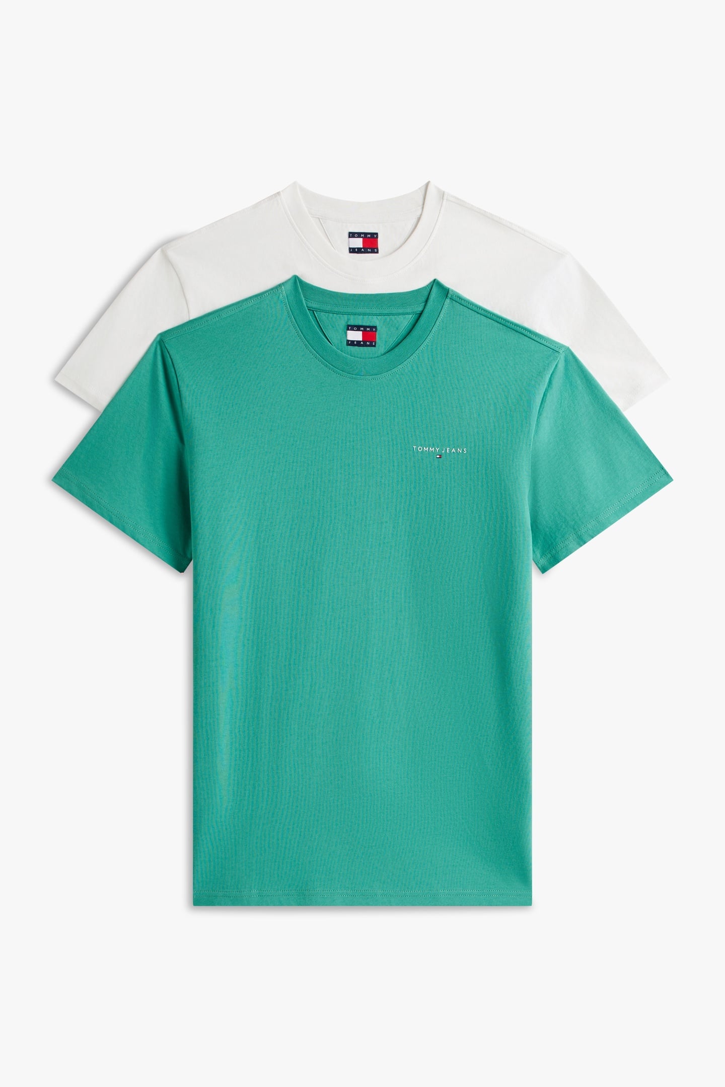 Tommy Hilfiger Tjm Slim Linear Ss Tee Ecru/bahama Green Taglia: S | Magliette basic Outlet | Uomo | Verde