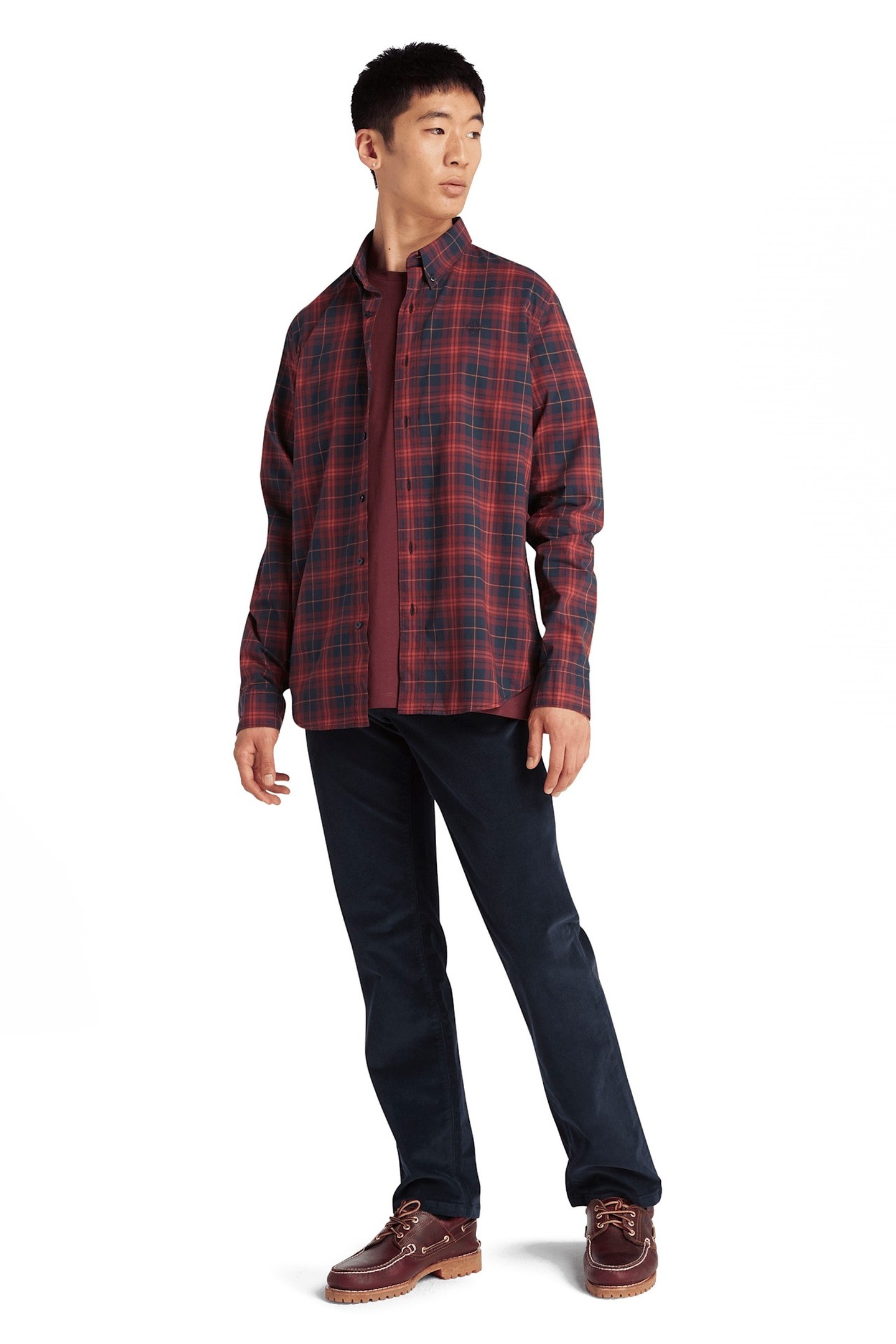 Timberland Ls Stretch Poplin Tartan Shirt Slim Port Royale Yd Maat: XL | Casual Overhemden Outlet | Heren | Blauw