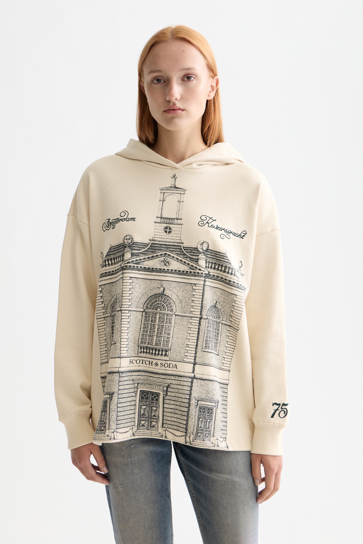 Scotch & Soda 750 Years Artwork Hoodie Sandshell Taille: M | Sweatshirts à capuche Outlet | Femme | Marron